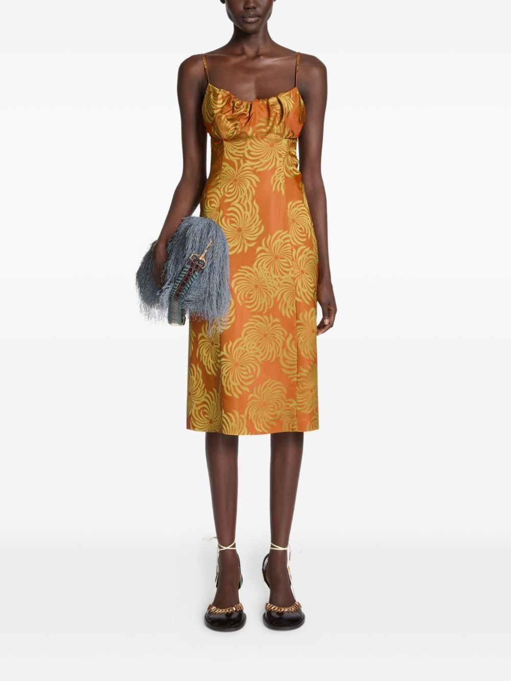geometric-pattern midi dress - 2