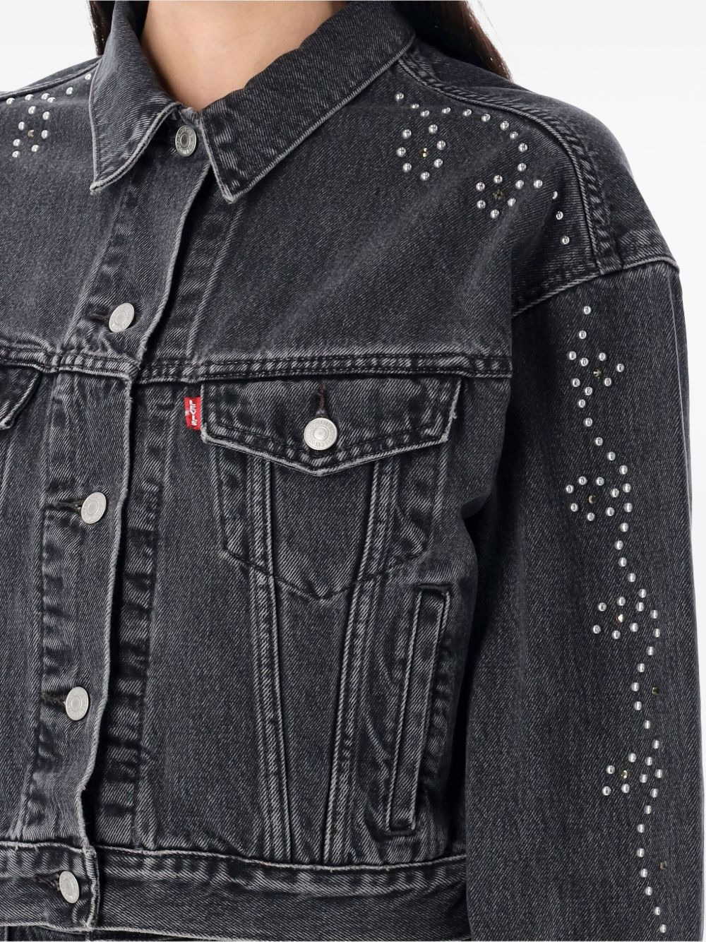 90's Trucker Studs embellished denim jacket - 3