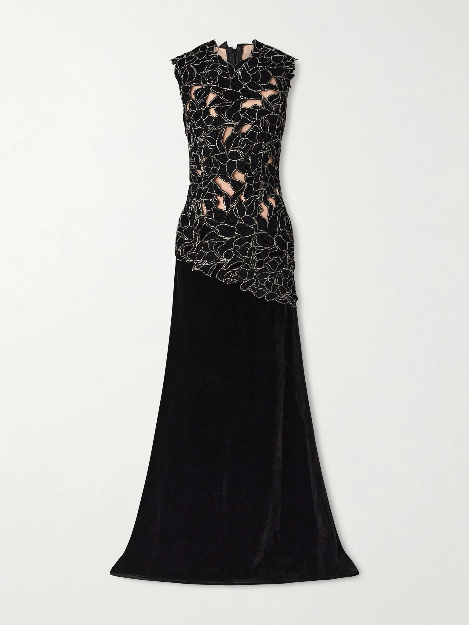 Serisa crystal-embellished velvet gown Black - 1