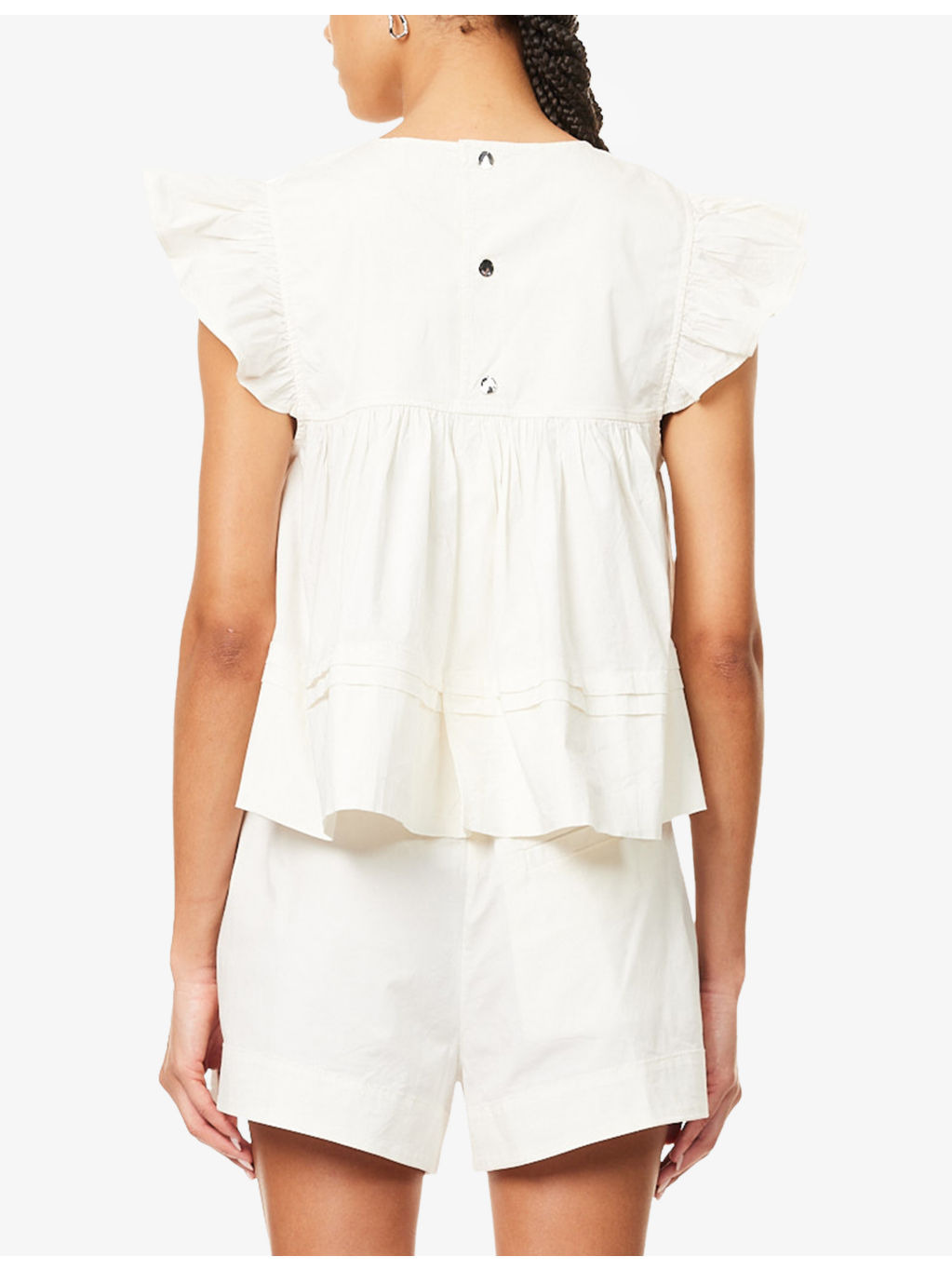 Frilled-Sleeve Cotton Top - 4