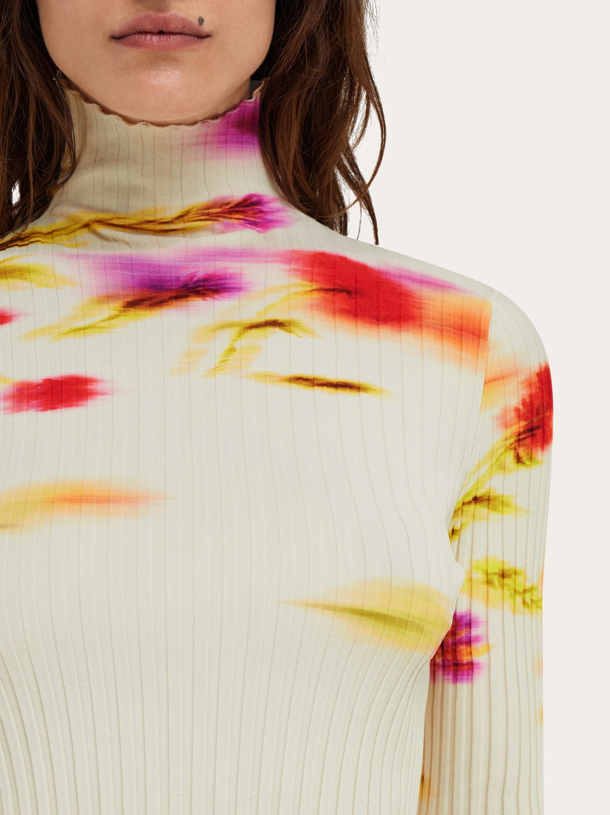 Blossom print mock neck top - 5