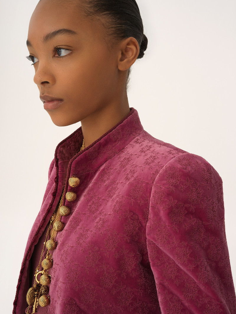 CROPPED FITTED JACKET IN VELVET 5
