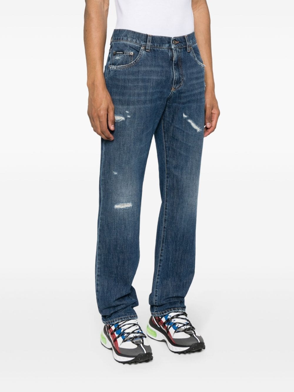 ripped-detail straight-leg jeans - 3