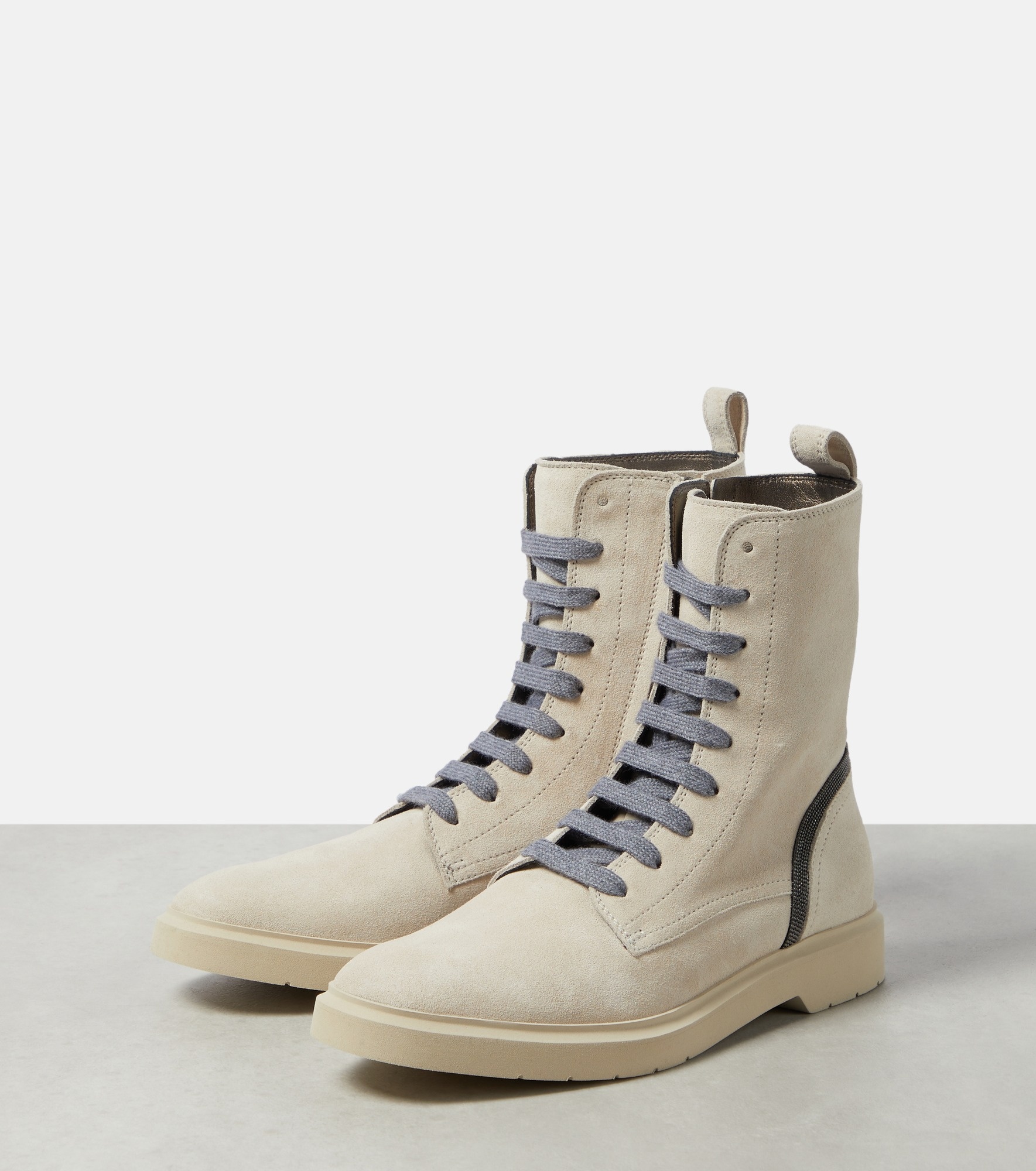 Embellished suede combat boots - 5