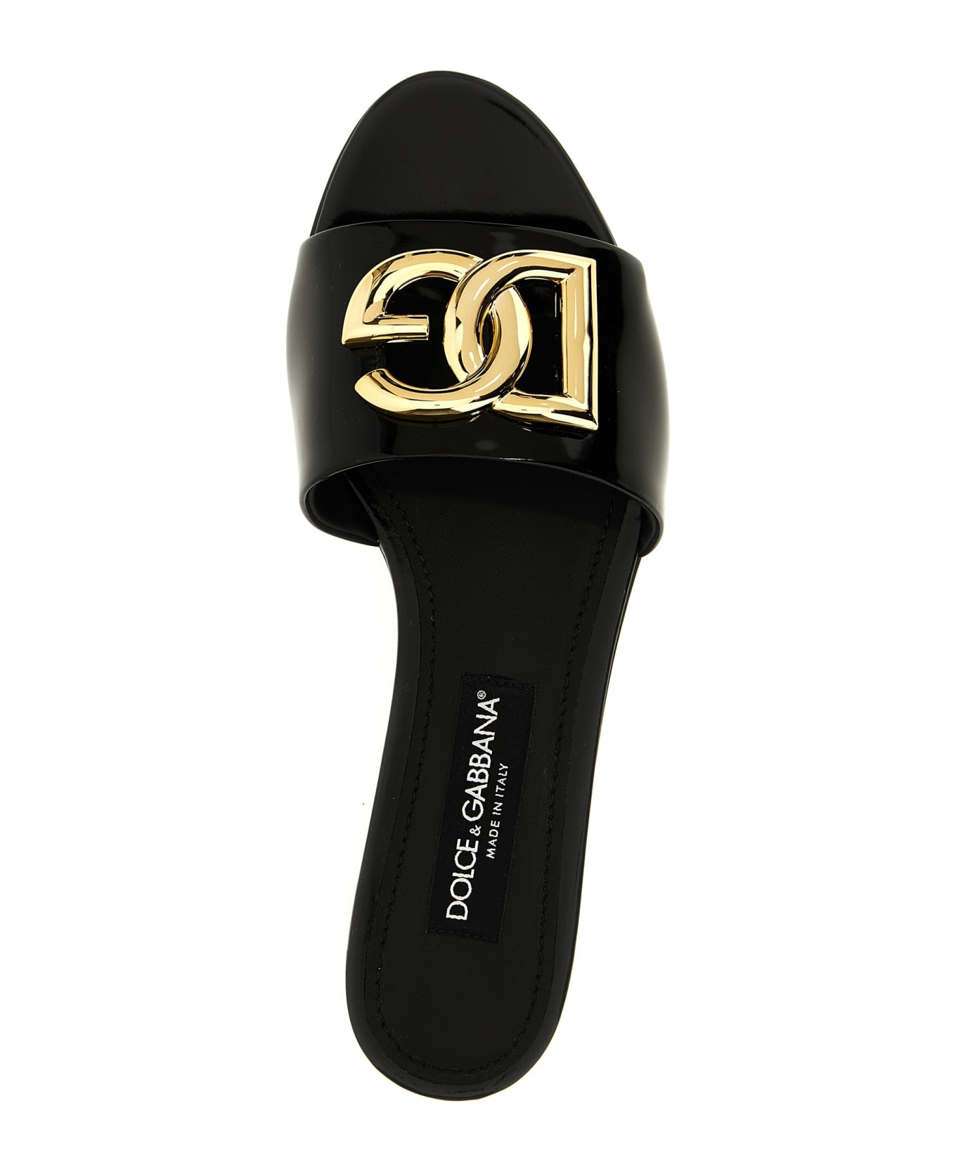 Patent Leather Slides With Dg Logo - 4