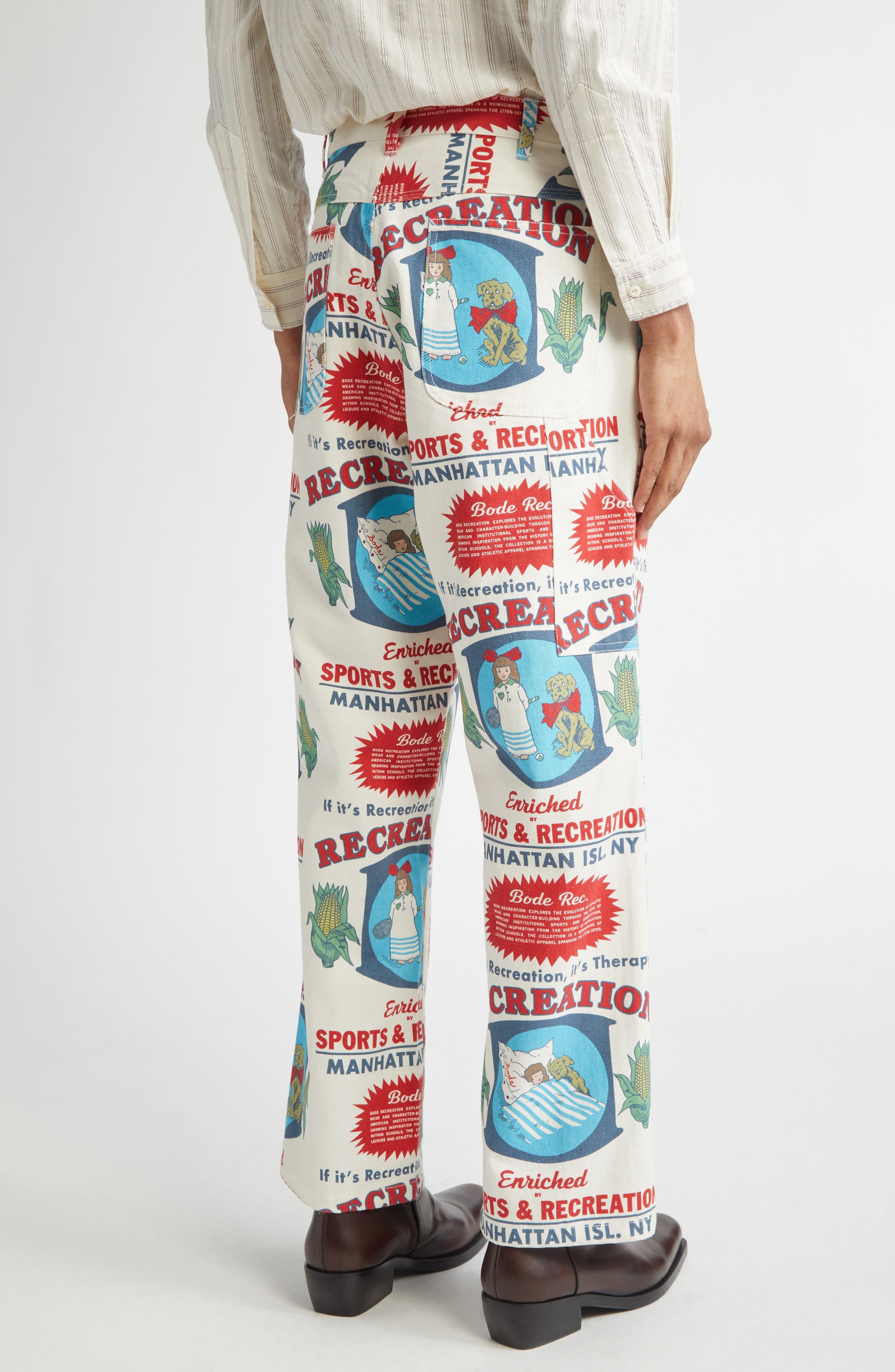 Bode Enrichment Knolly Brook Trousers in White Multi at Nordstrom - 3