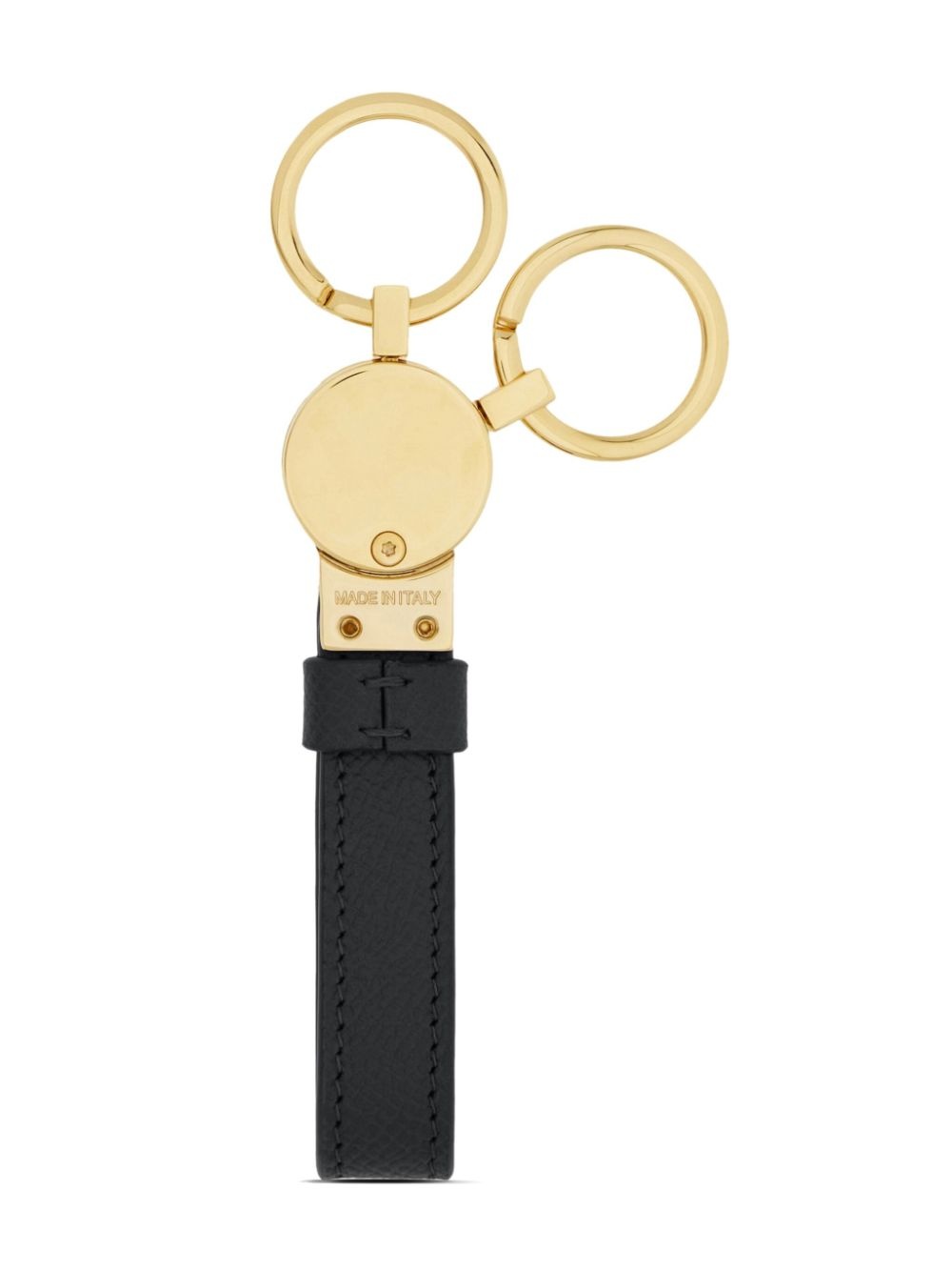 logo-embossed leather keychain - 2