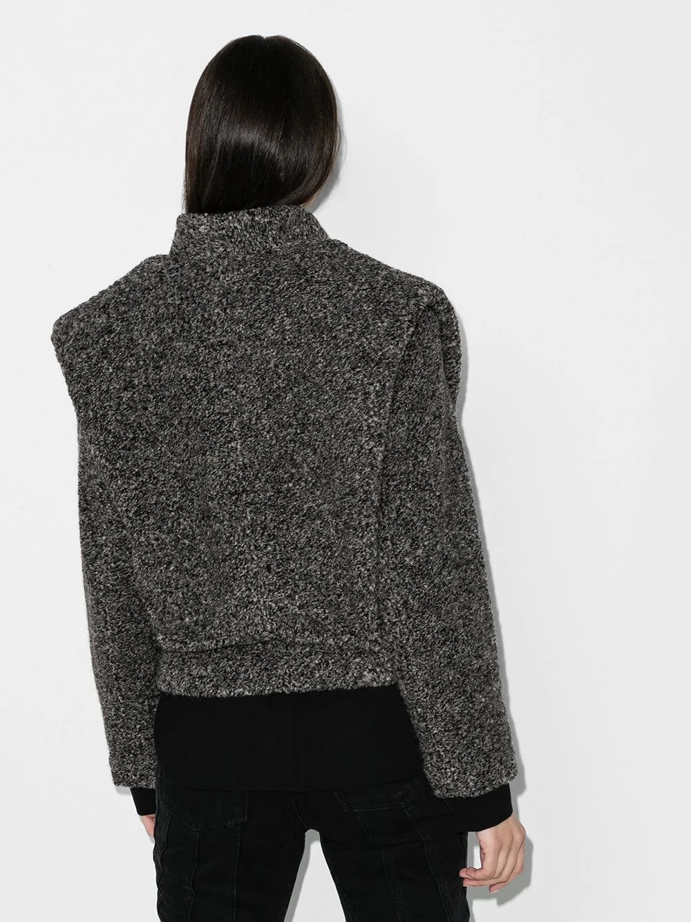 exaggerated-shoulder bouclé jacket - 3