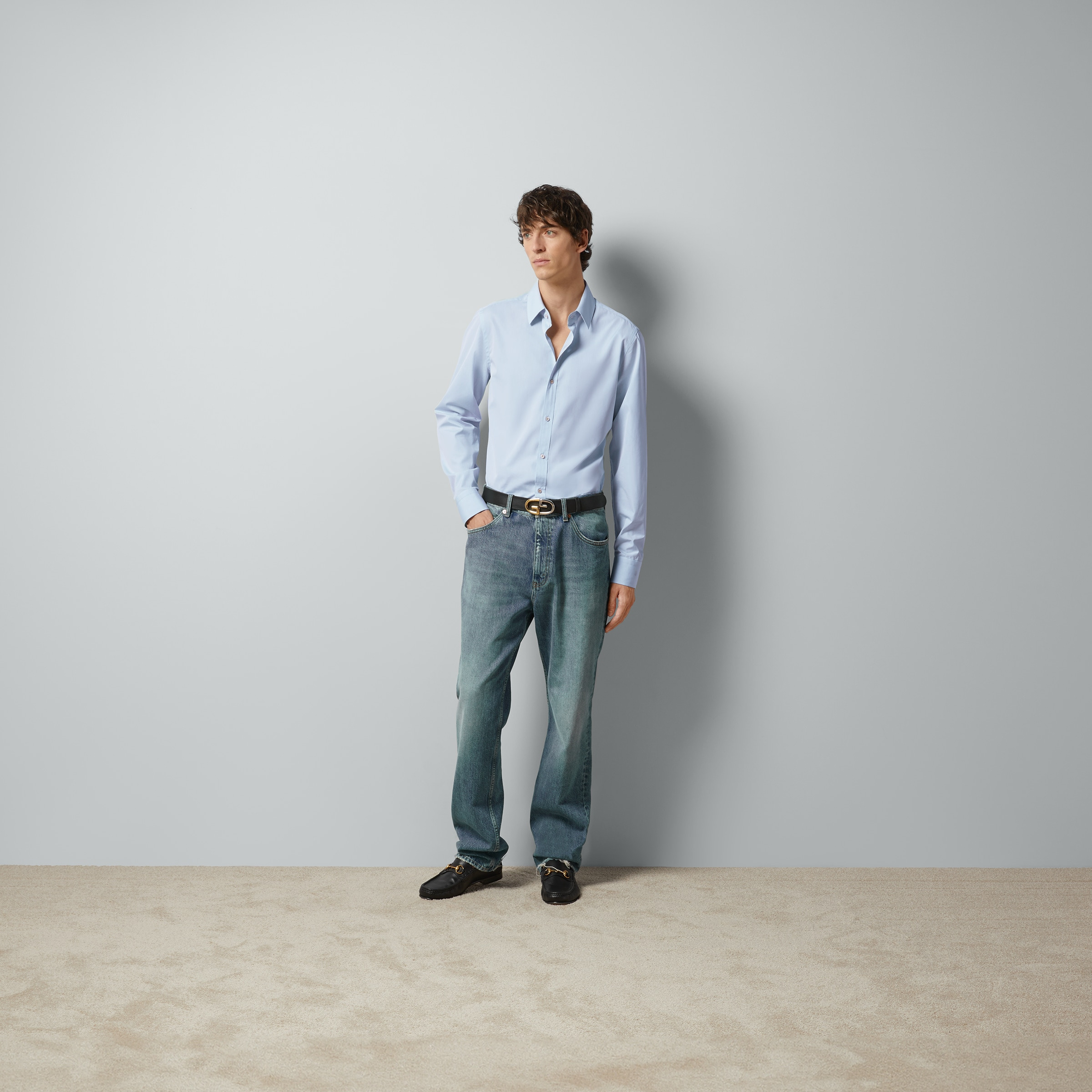 Cotton poplin shirt with Double G - 2