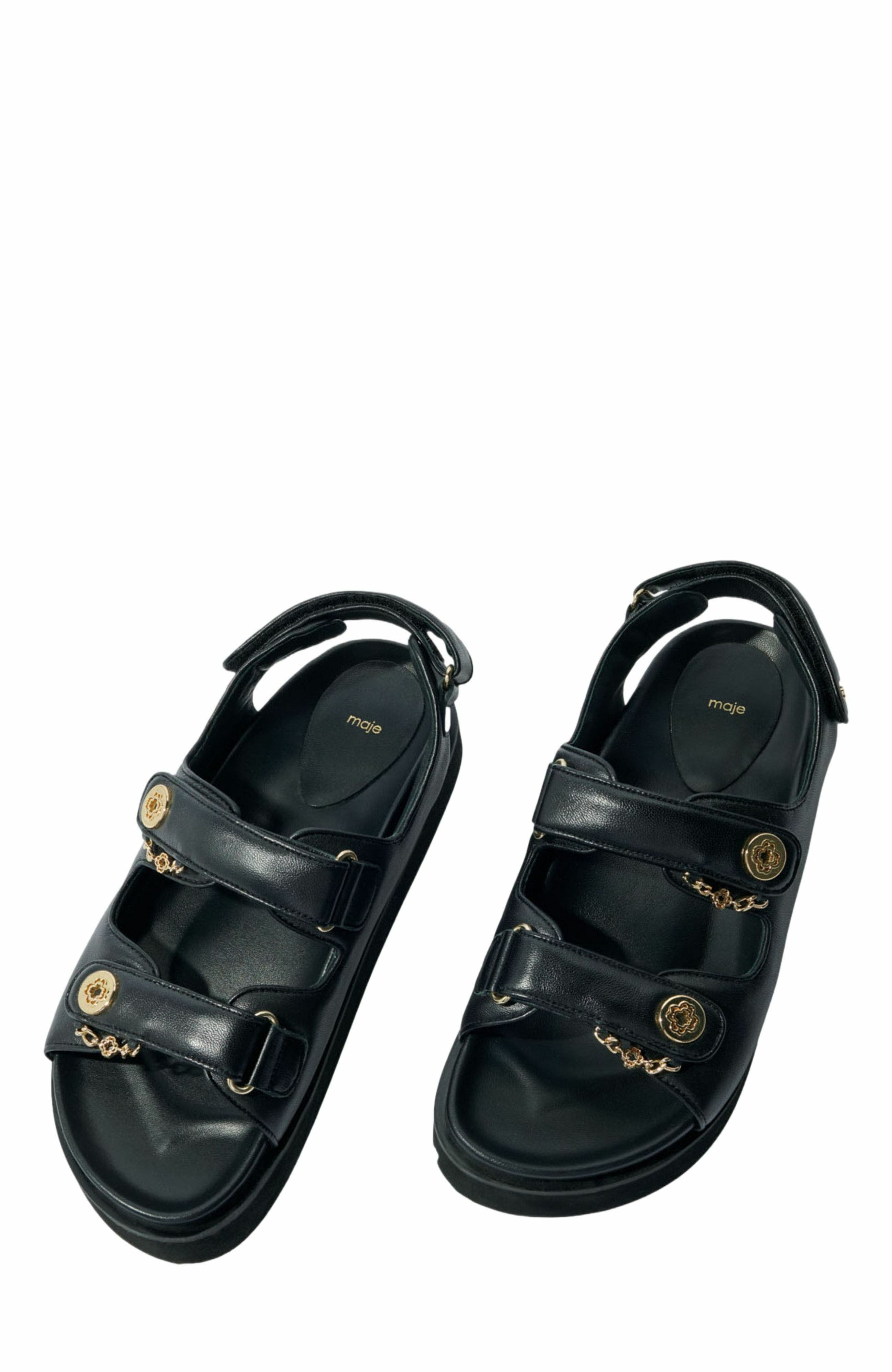 maje Flat leather sandals in Black at Nordstrom - 3