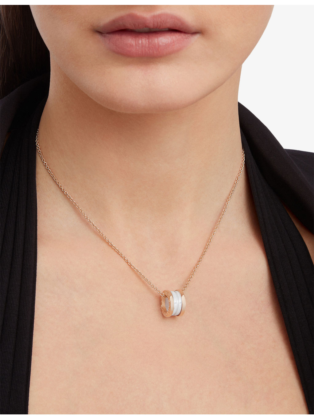 B.zero1 18ct rose-gold and white-ceramic pendant necklace - 7