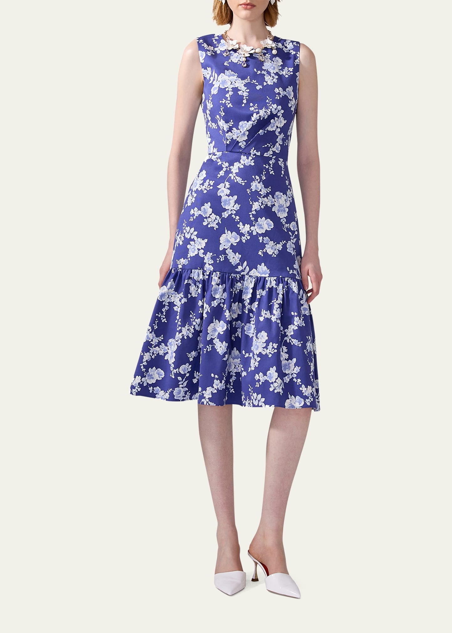 Sleeveless Floral Ruffle Dress - 2