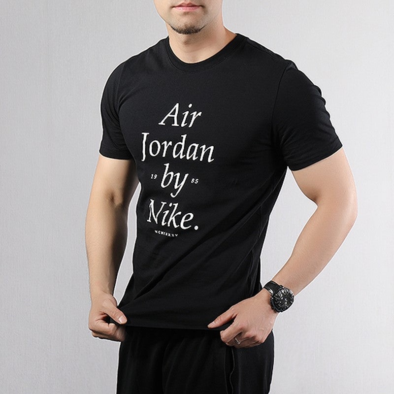 Air Jordan By Nike Alphabet Printing Short Sleeve Black AQ3761-010 - 5