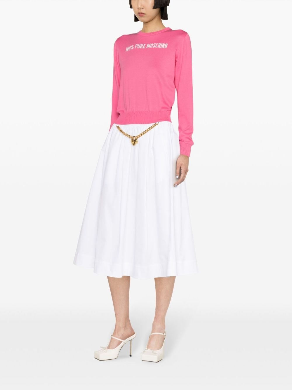 heart-charm ruched midi skirt - 3