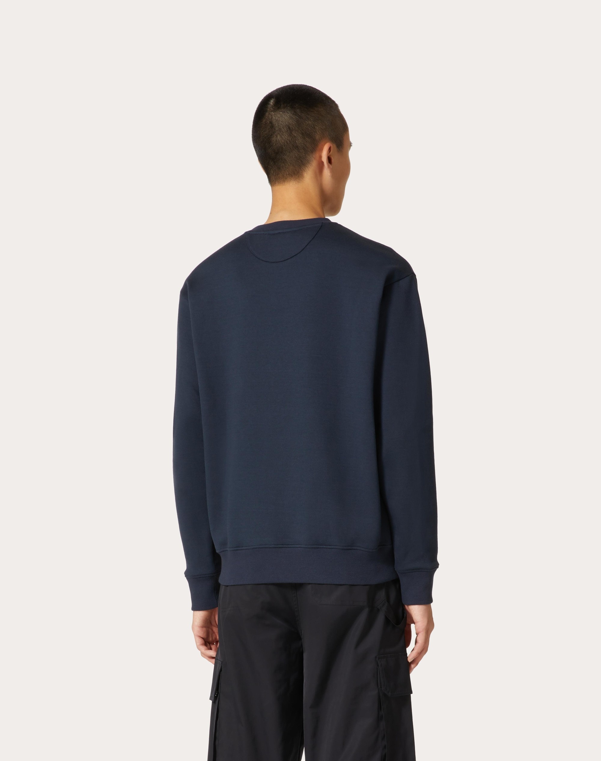 TECHNICAL COTTON CREWNECK SWEATSHIRT WITH RUBBERIZED V DETAIL - 4