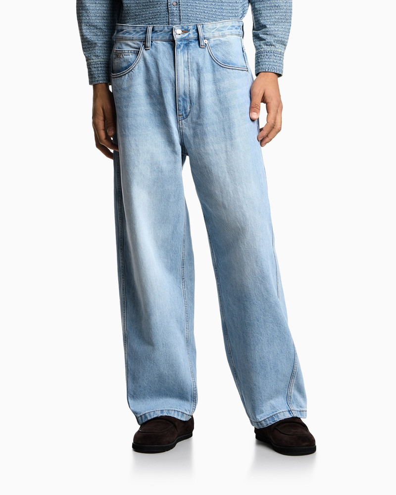 EMPORIO ARMANI J80 BAGGY TWIST-FIT, STONE-WASHED DENIM JEANS outlook