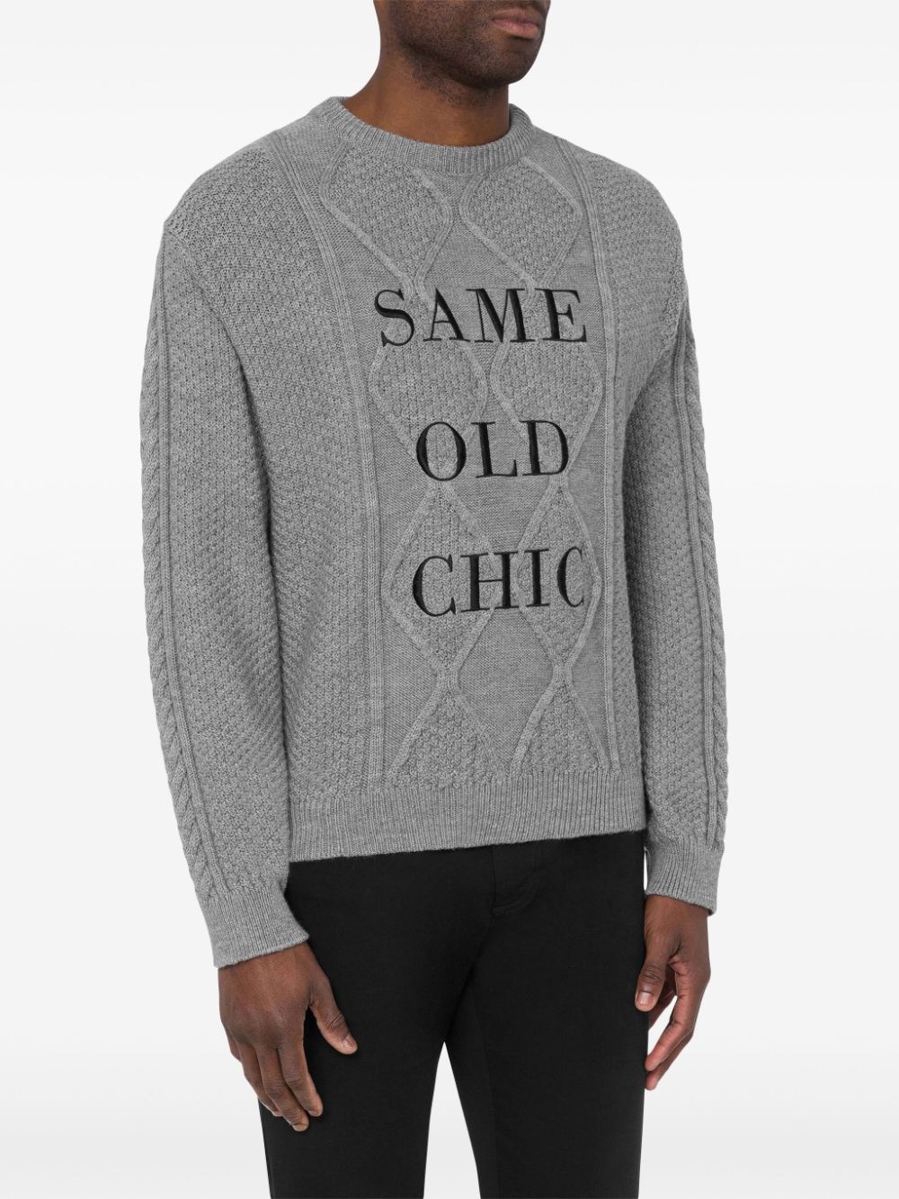 embroidered-slogan virgin wool jumper - 2
