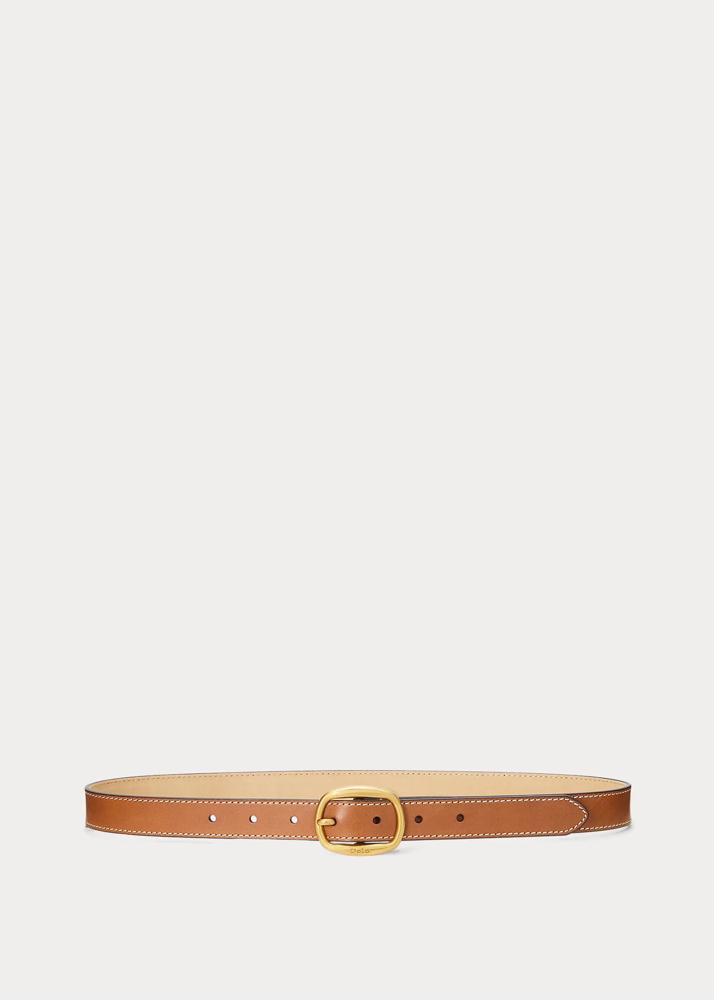 Oval-Buckle Skinny Leather Belt - 1