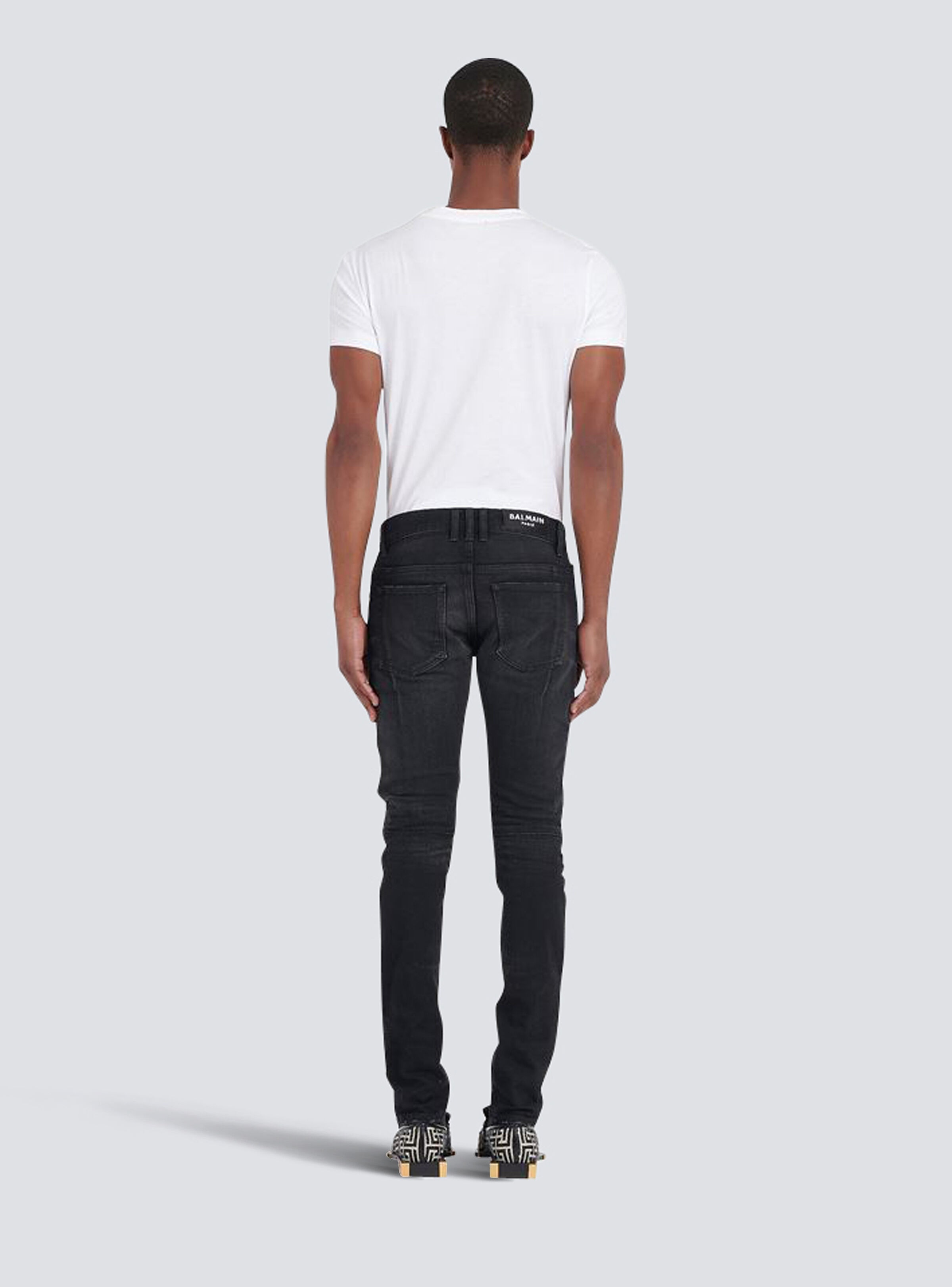 Slim cut ripped cotton jeans - 4