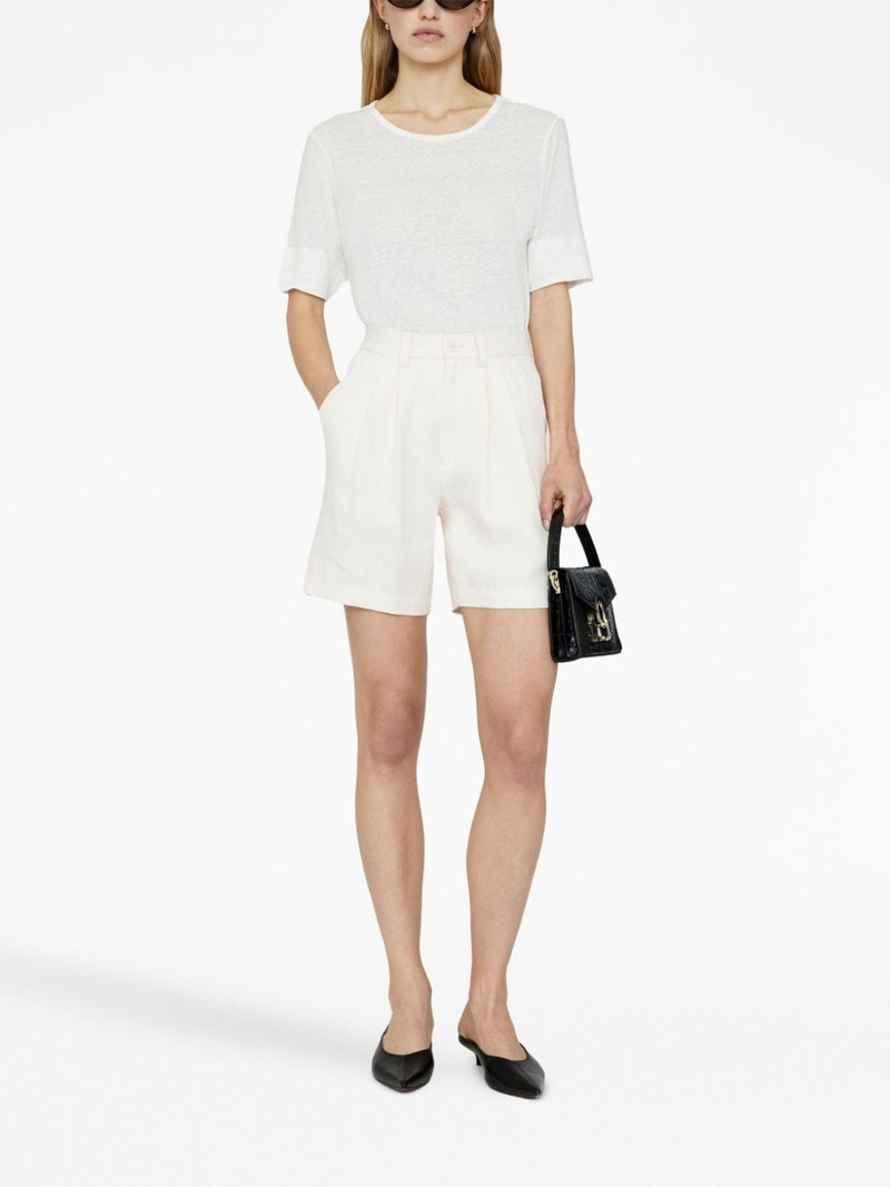 ANINE BING Carrie pleat-detail linen shorts outlook