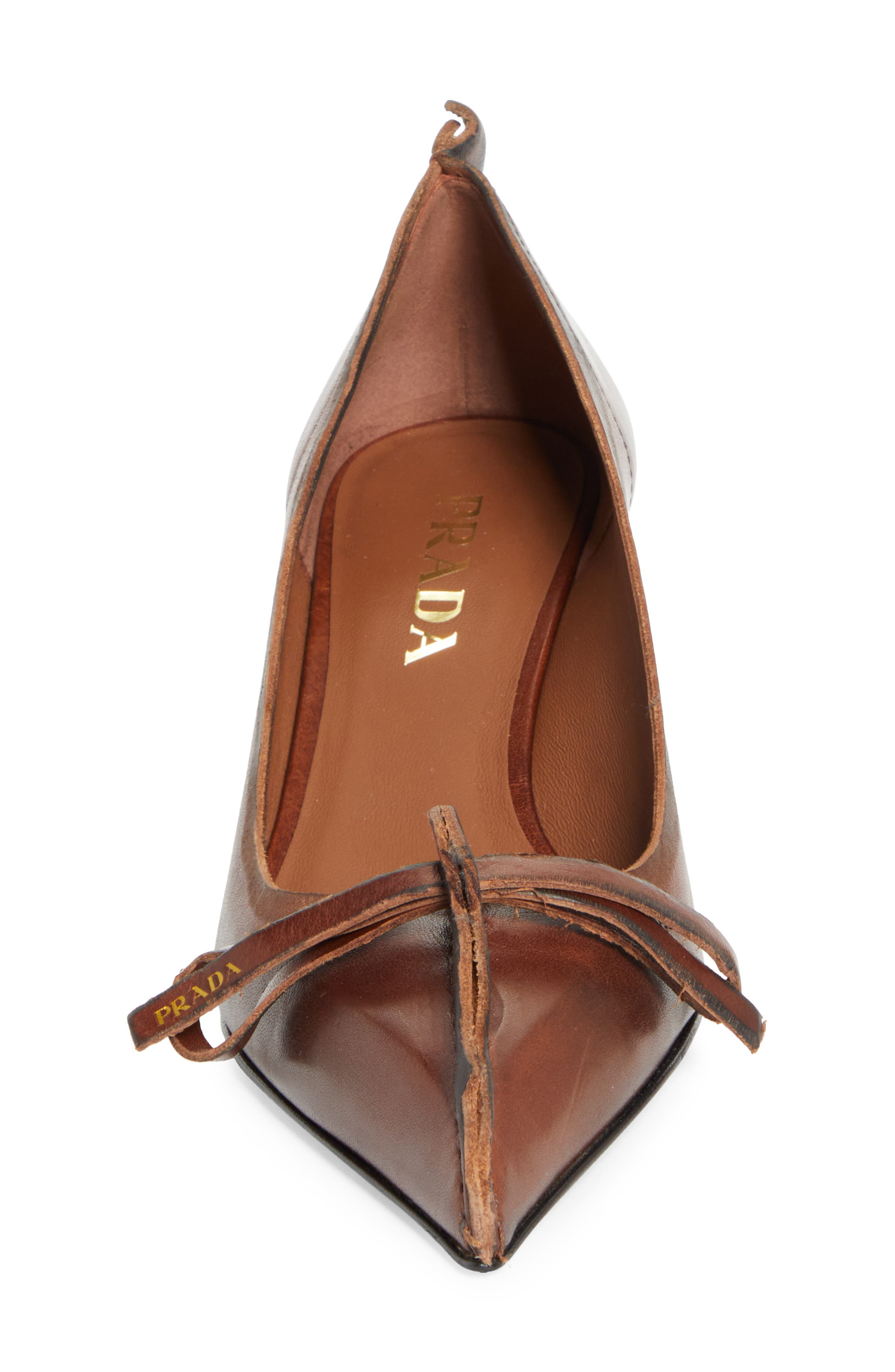 Prada Exposed Seam Kitten Heel Pump in Cacao at Nordstrom - 4