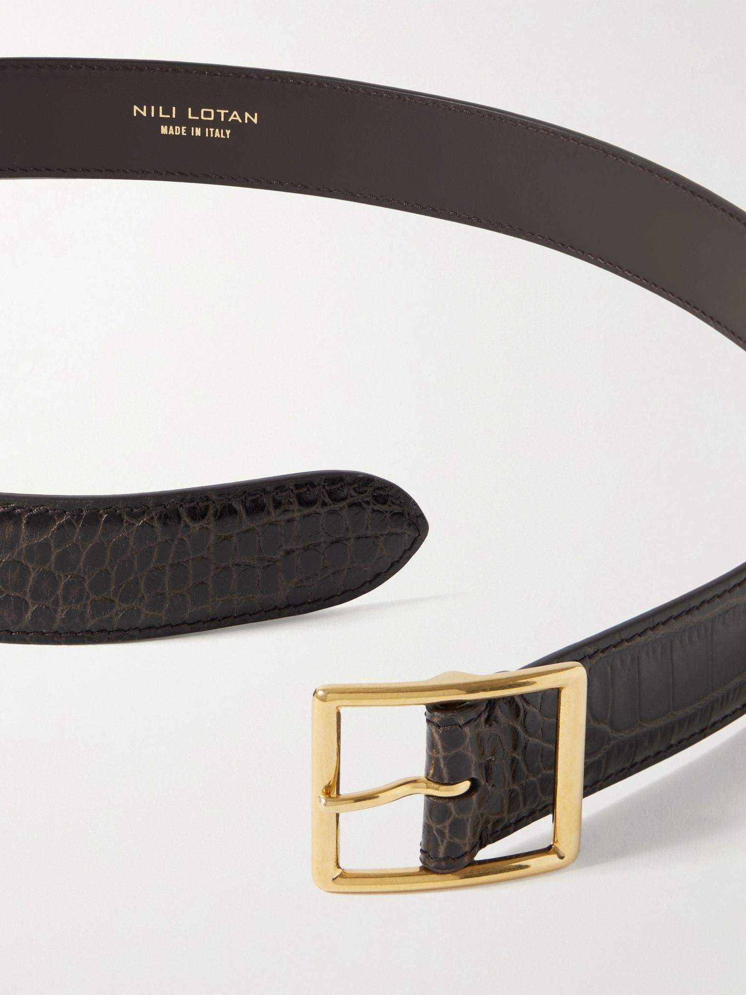 Gabriele croc-effect leather belt Dark brown - 3