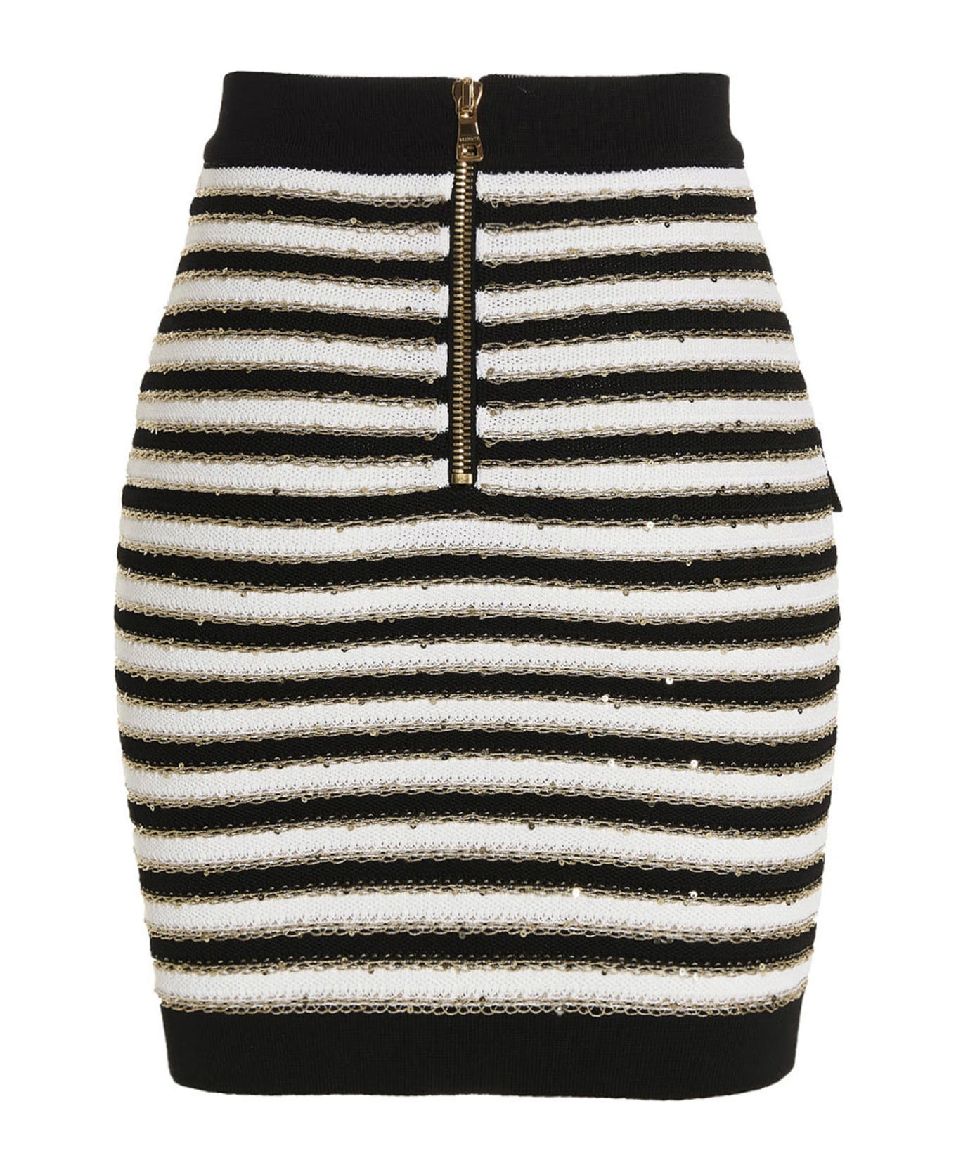 Sequin Striped Knit Skirt - 2