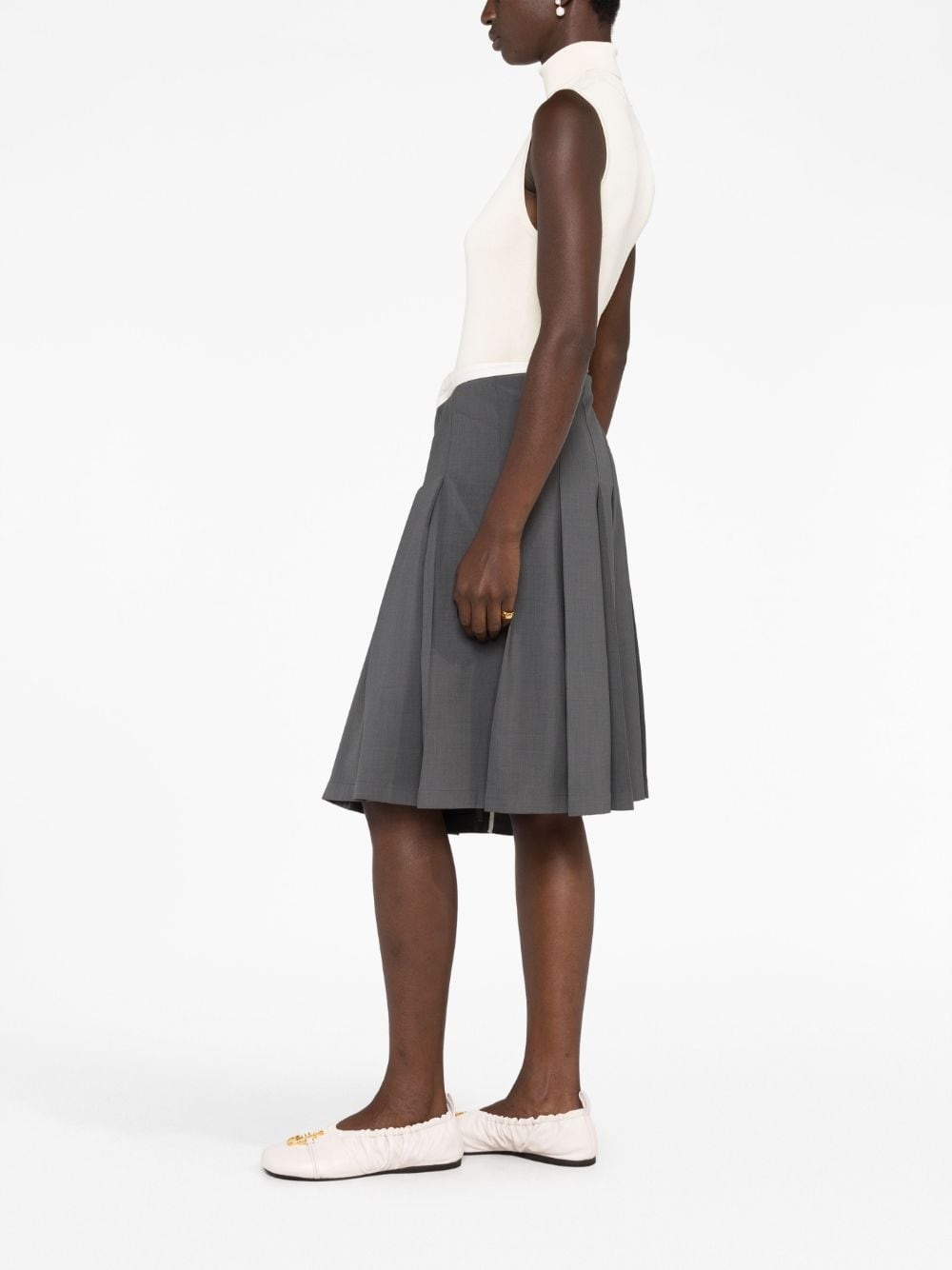 contrast-trim pleated midi skirt - 6