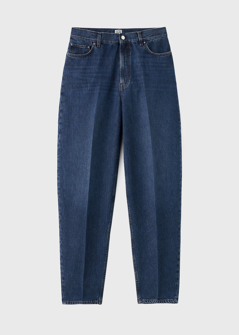 Wide tapered leg denim dark blue 1