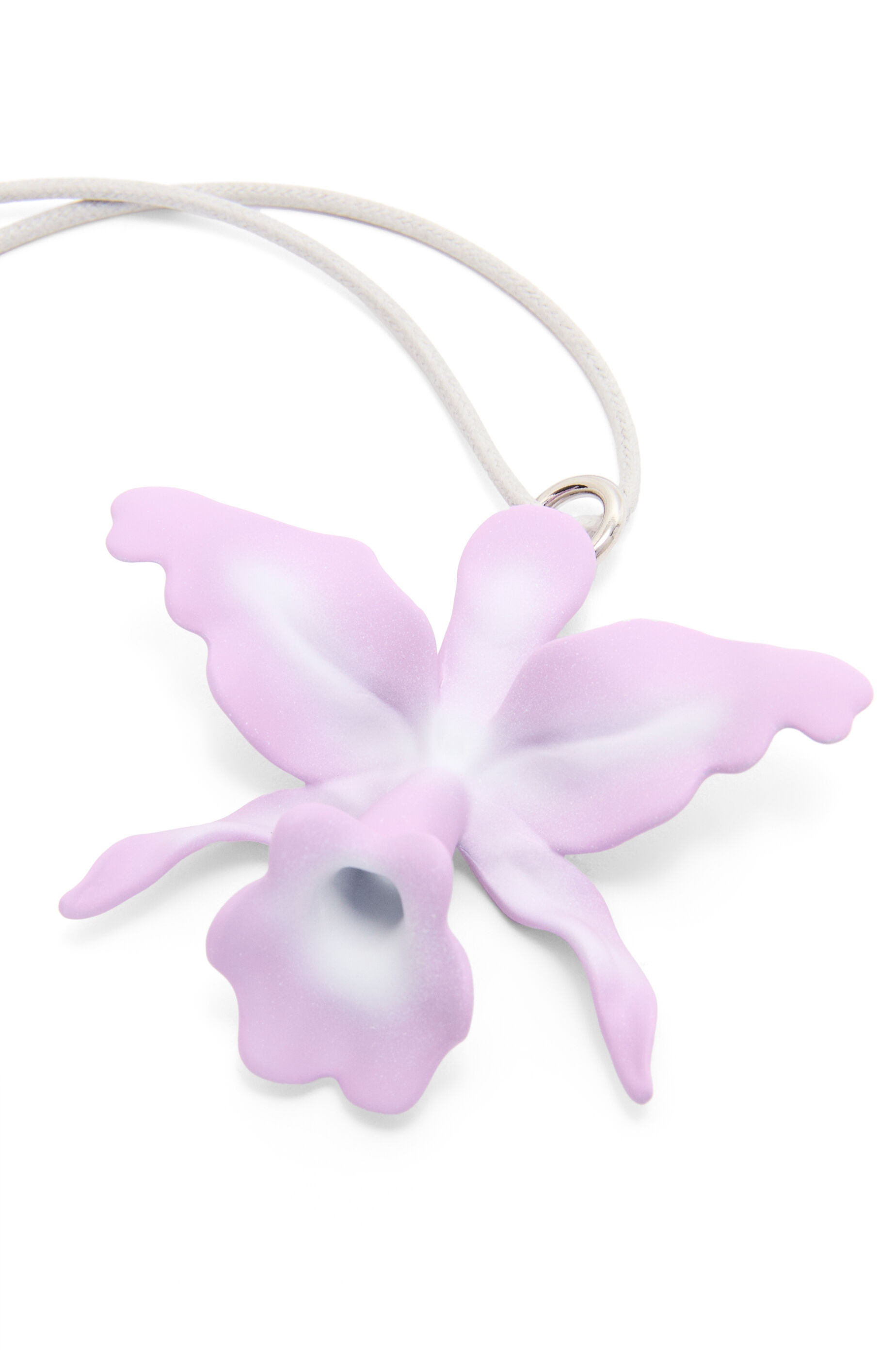 Orchid necklace in varnished metal and leather - 2