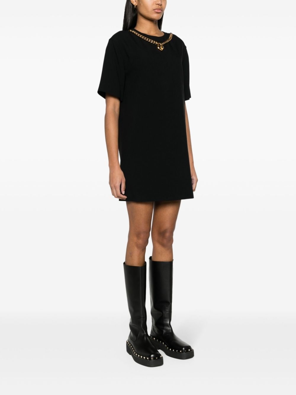 heart-charm crepe minidress - 3