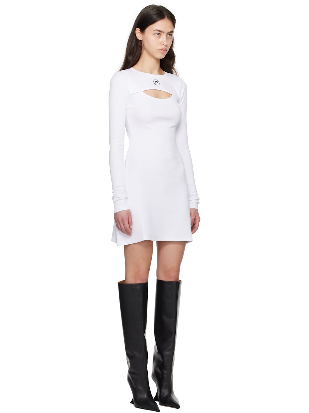 White Moon Logo Ribbed Jersey Minidress - 2