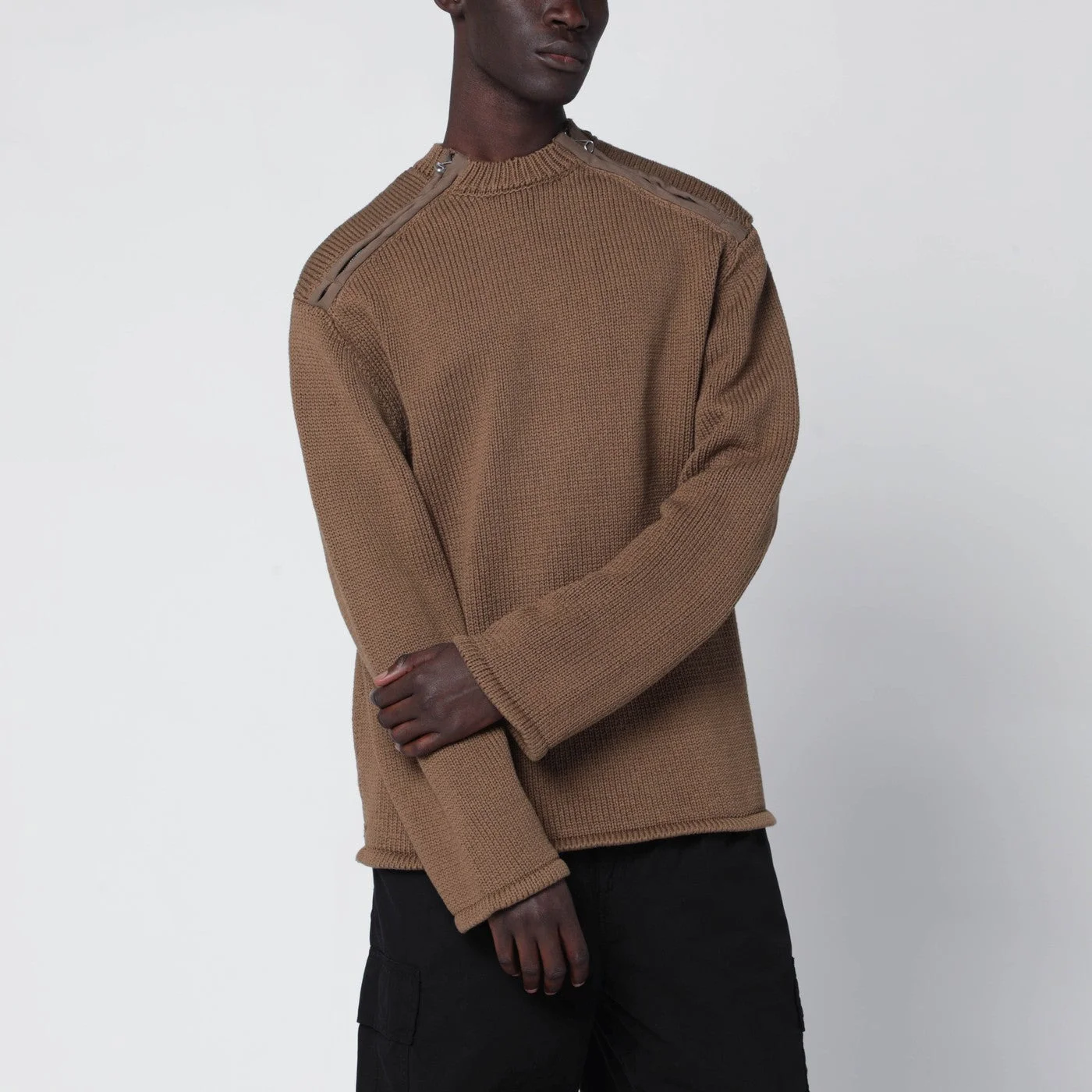 Dark beige cotton sweater - 1
