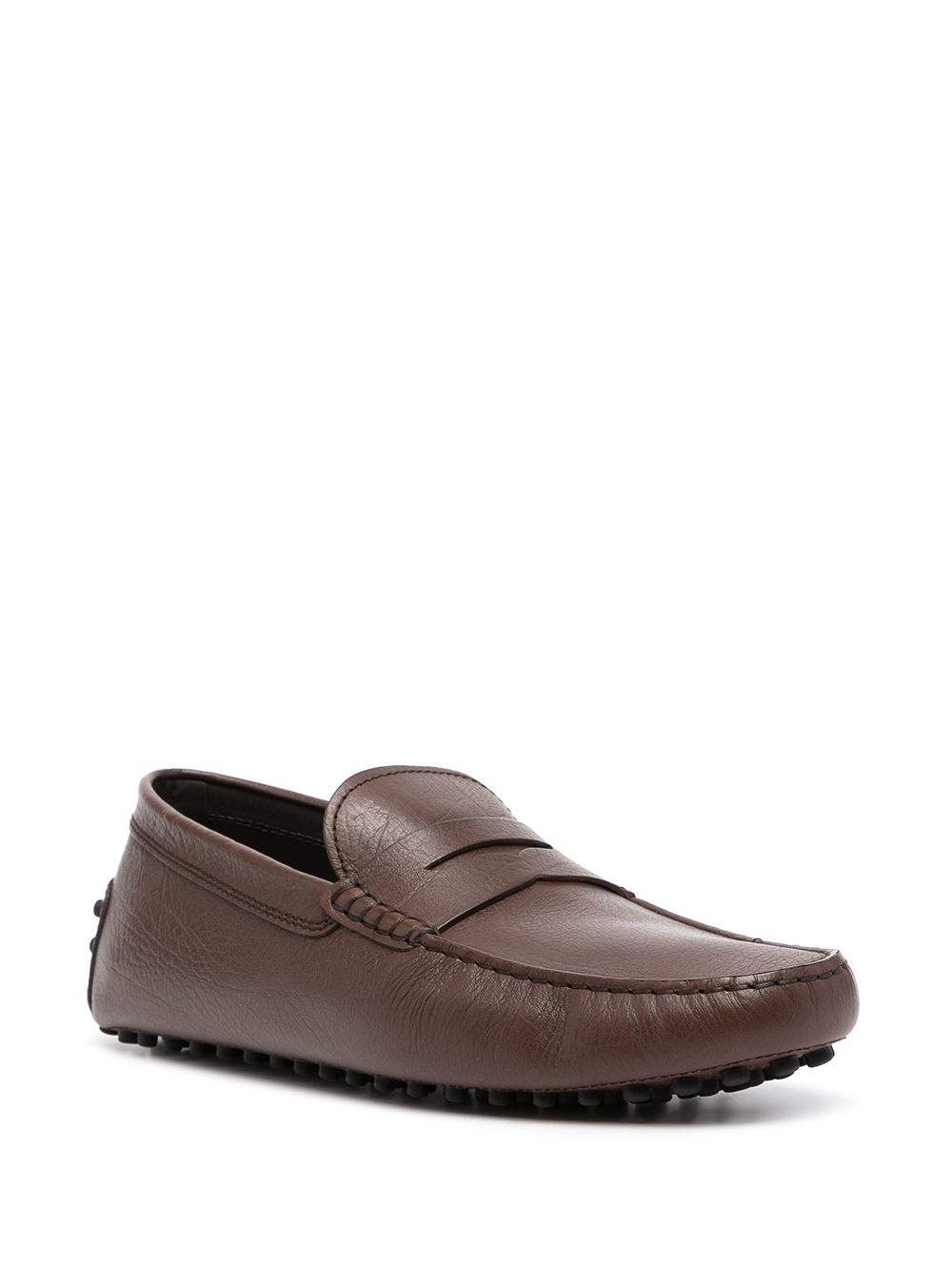 almond-toe pebbled-texture loafers - 2