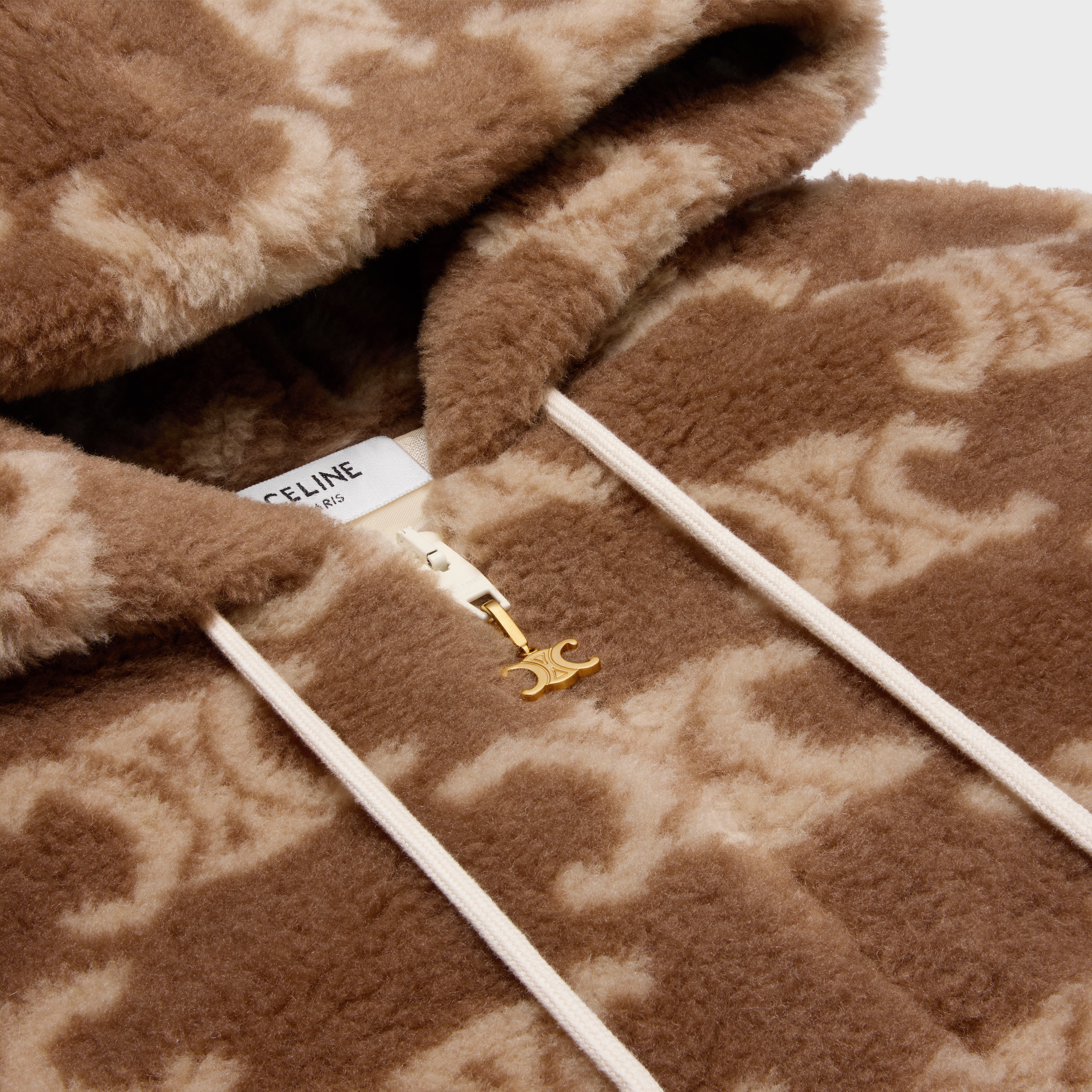 関税込 Celine hooded jacket in triomphe wool and fur CELINE hooded jacket in triomphe wool and fur | REVERSIBLE