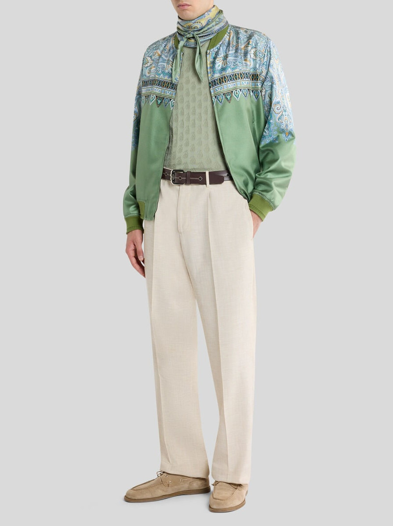 SILK BOMBER JACKET WITH PLACED POCKET-SQUARE PAISLEY PRINT - 1