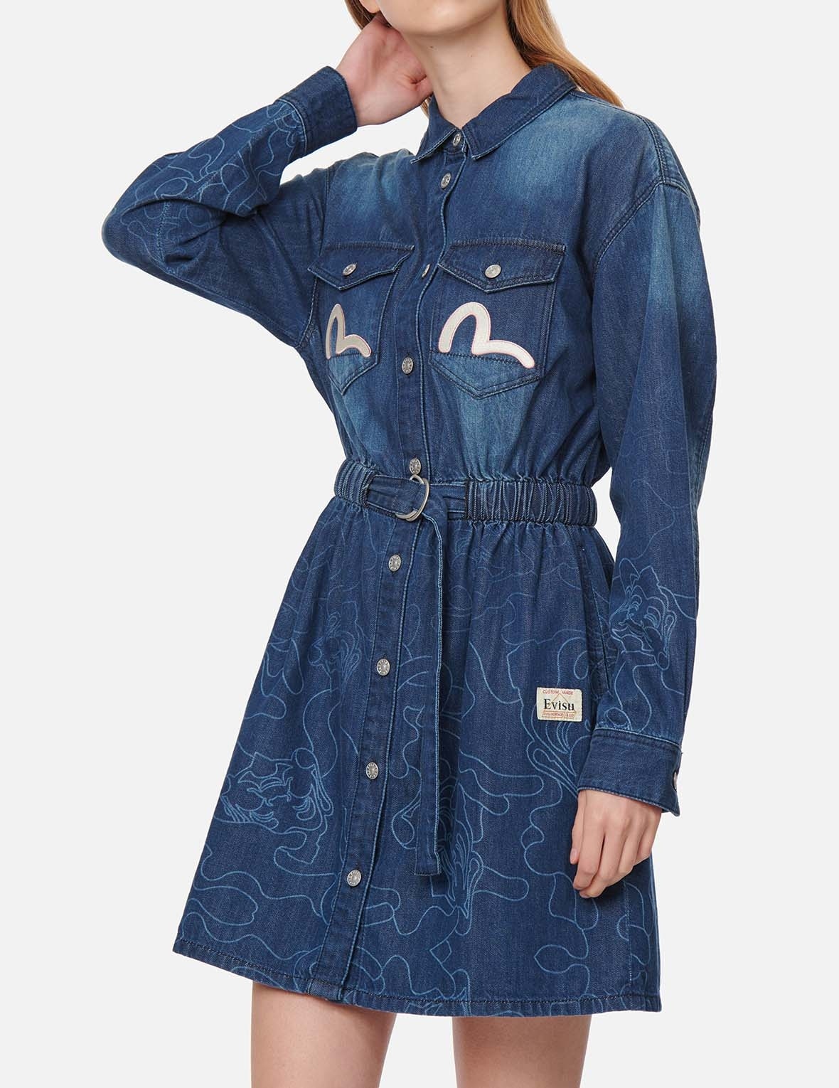 GRADATED LASER-PRINT DENIM DRESS - 3