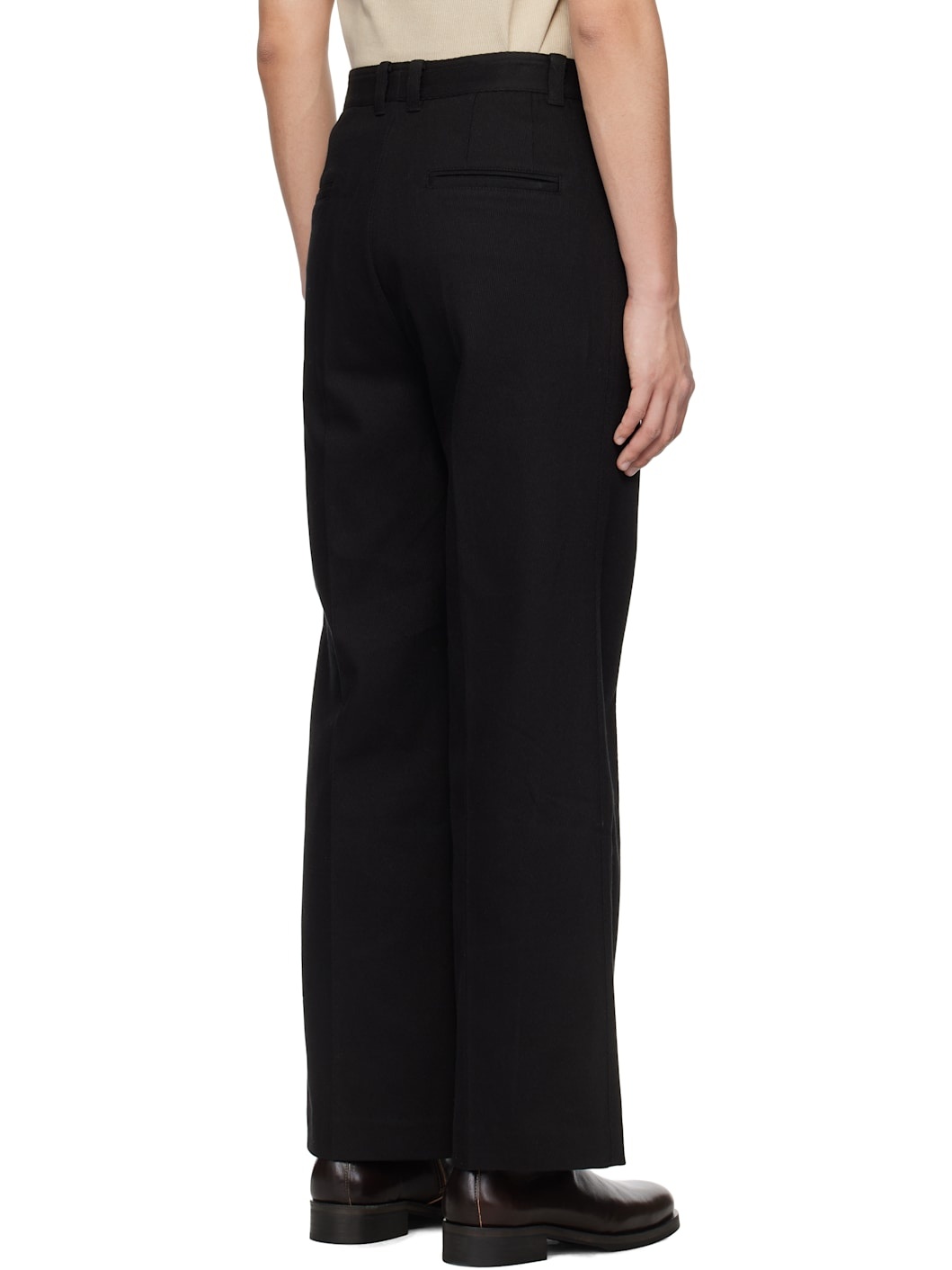 Black Cotton Twill Trousers - 3