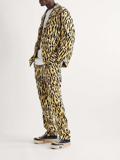 WACKO MARIA Tapered Pleated Leopard-Print Cotton-Corduroy Suit Trousers outlook