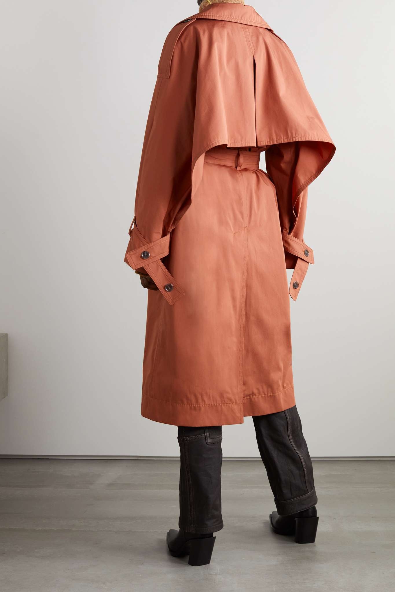 Double-breasted cotton trench coat - 4