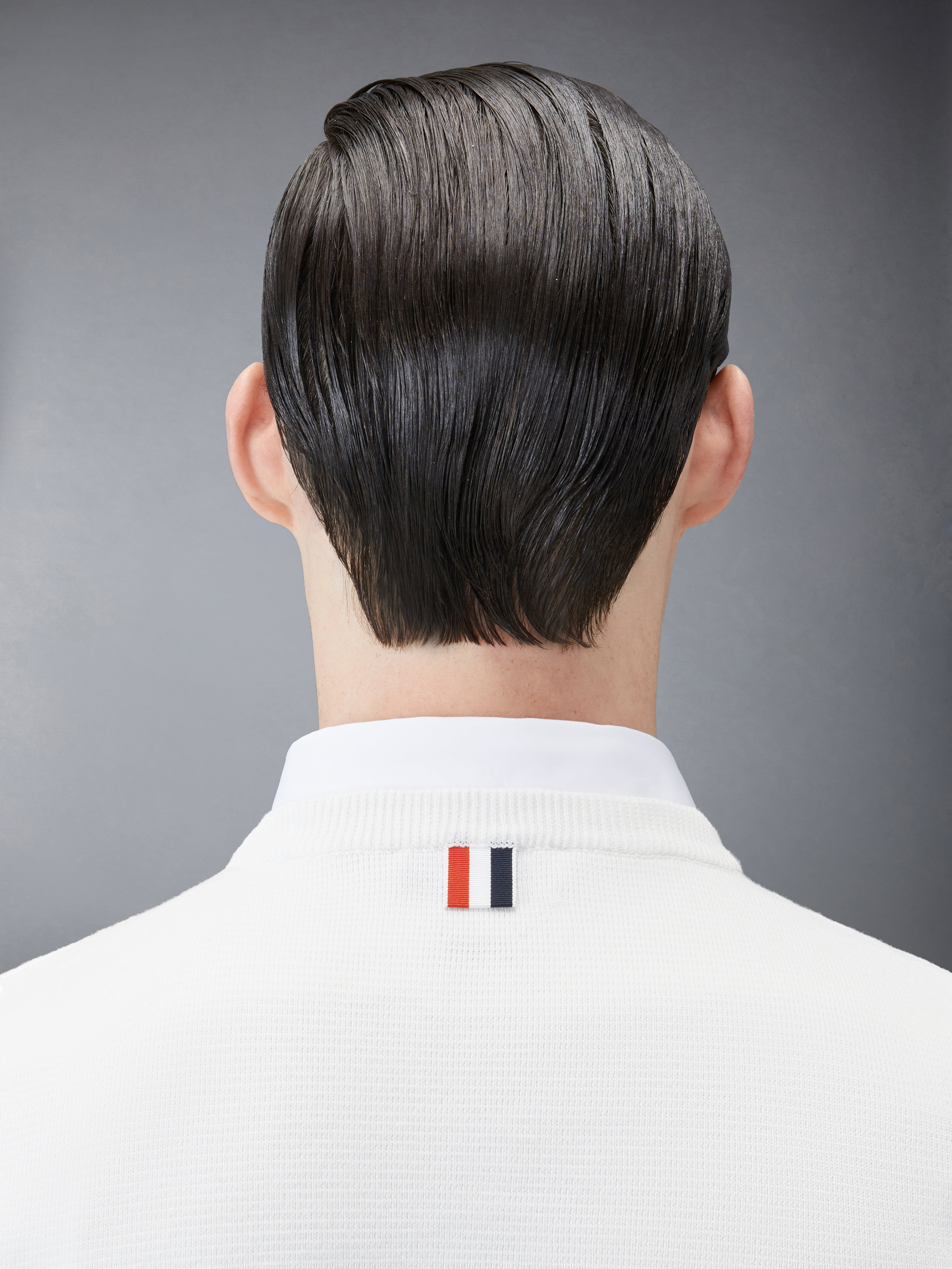 White Cotton Milano Stitch Stripe Armband Crewneck Pullover - 5