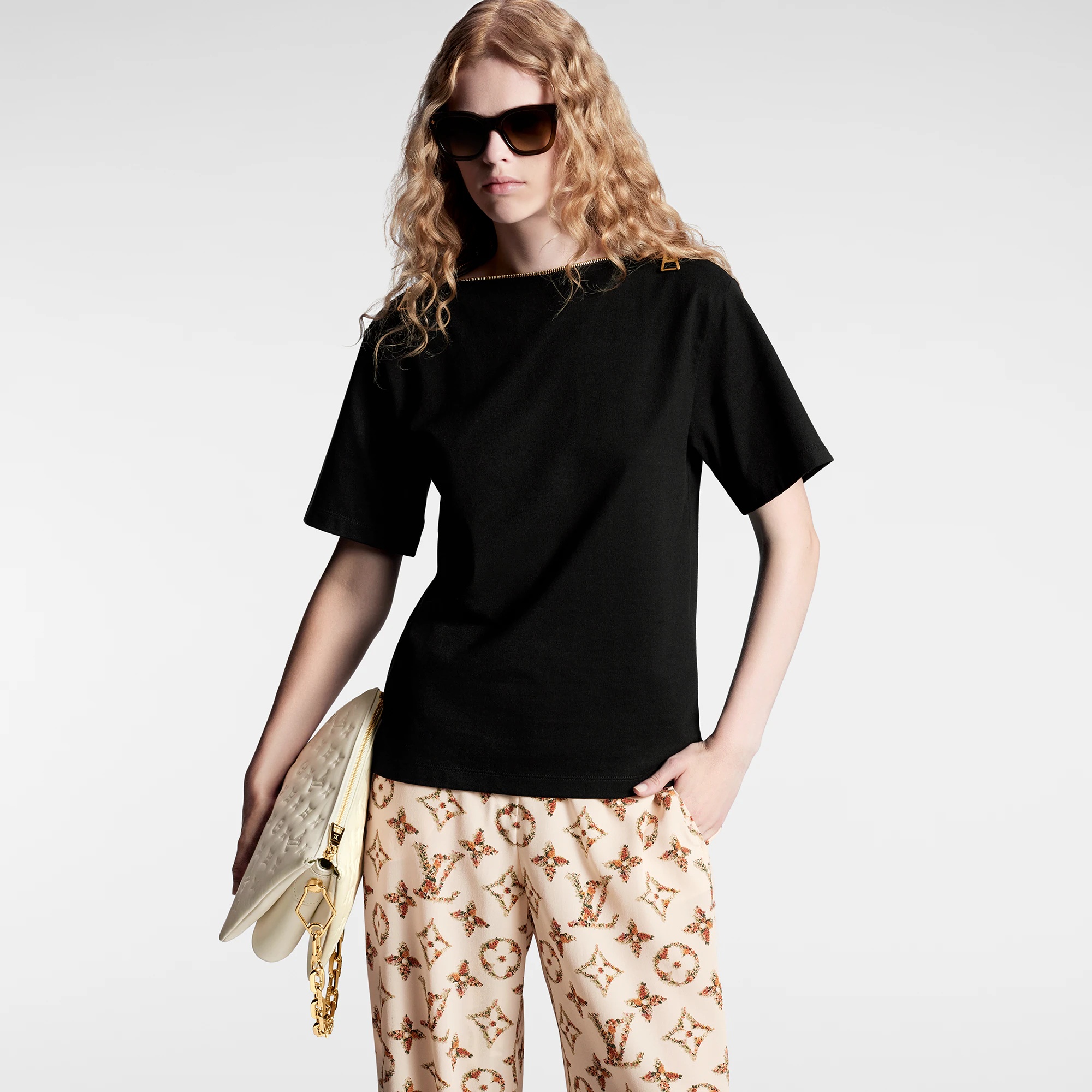 Zipper Neckline Bateau T-Shirt - 3