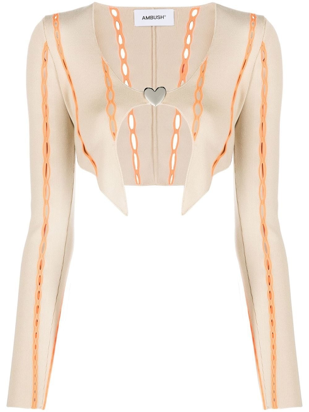 contrast-trim cropped cardigan - 1