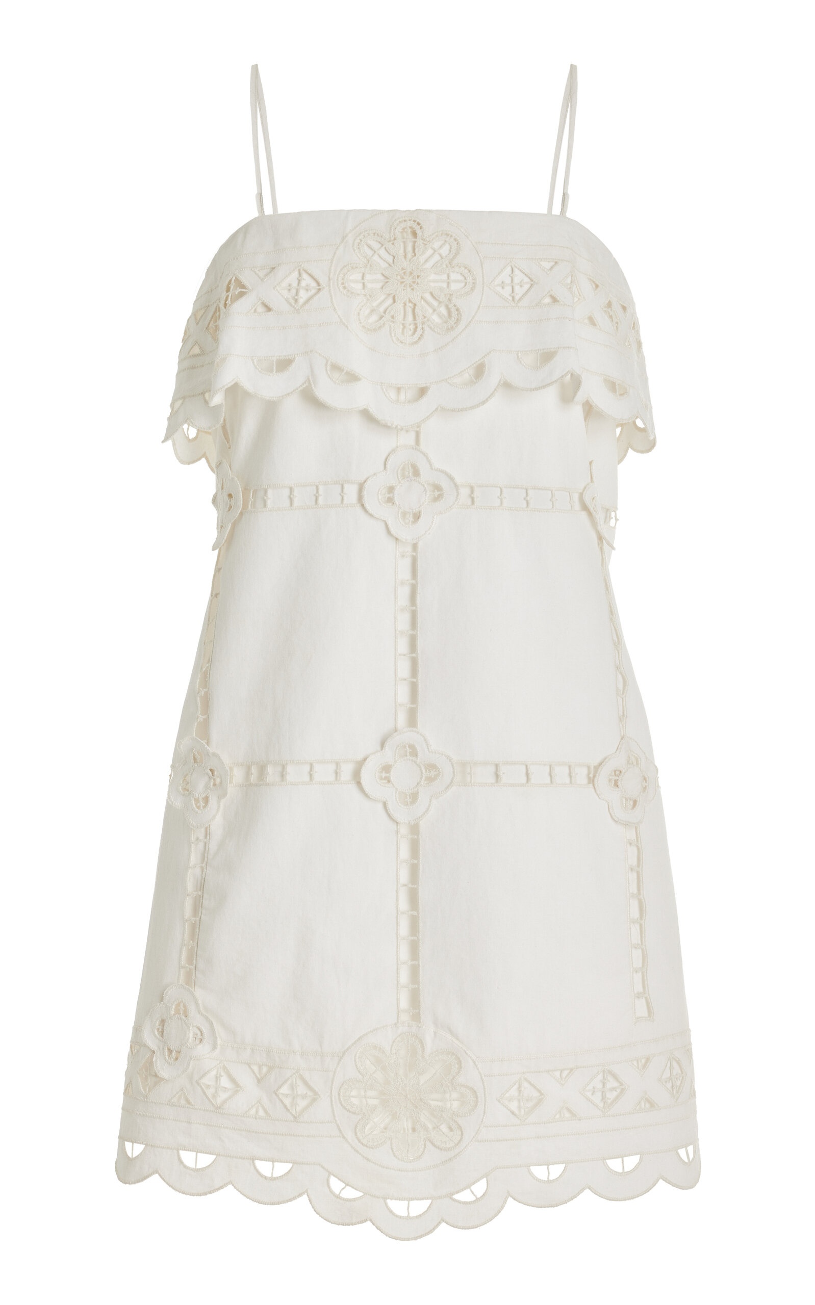 Parvedy Embroidered Cotton Mini Dress white - 1