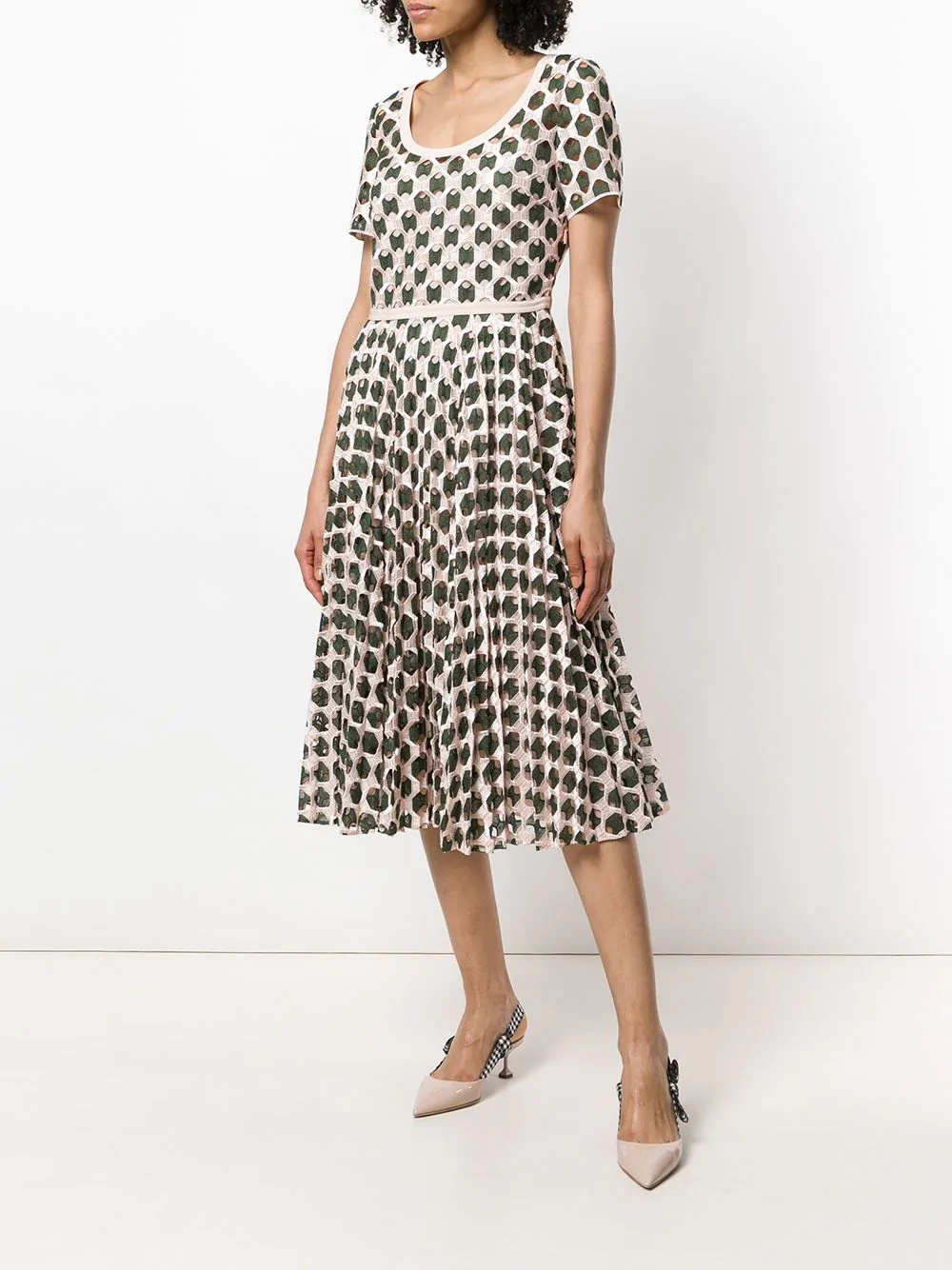 geometric print flared dress - 2