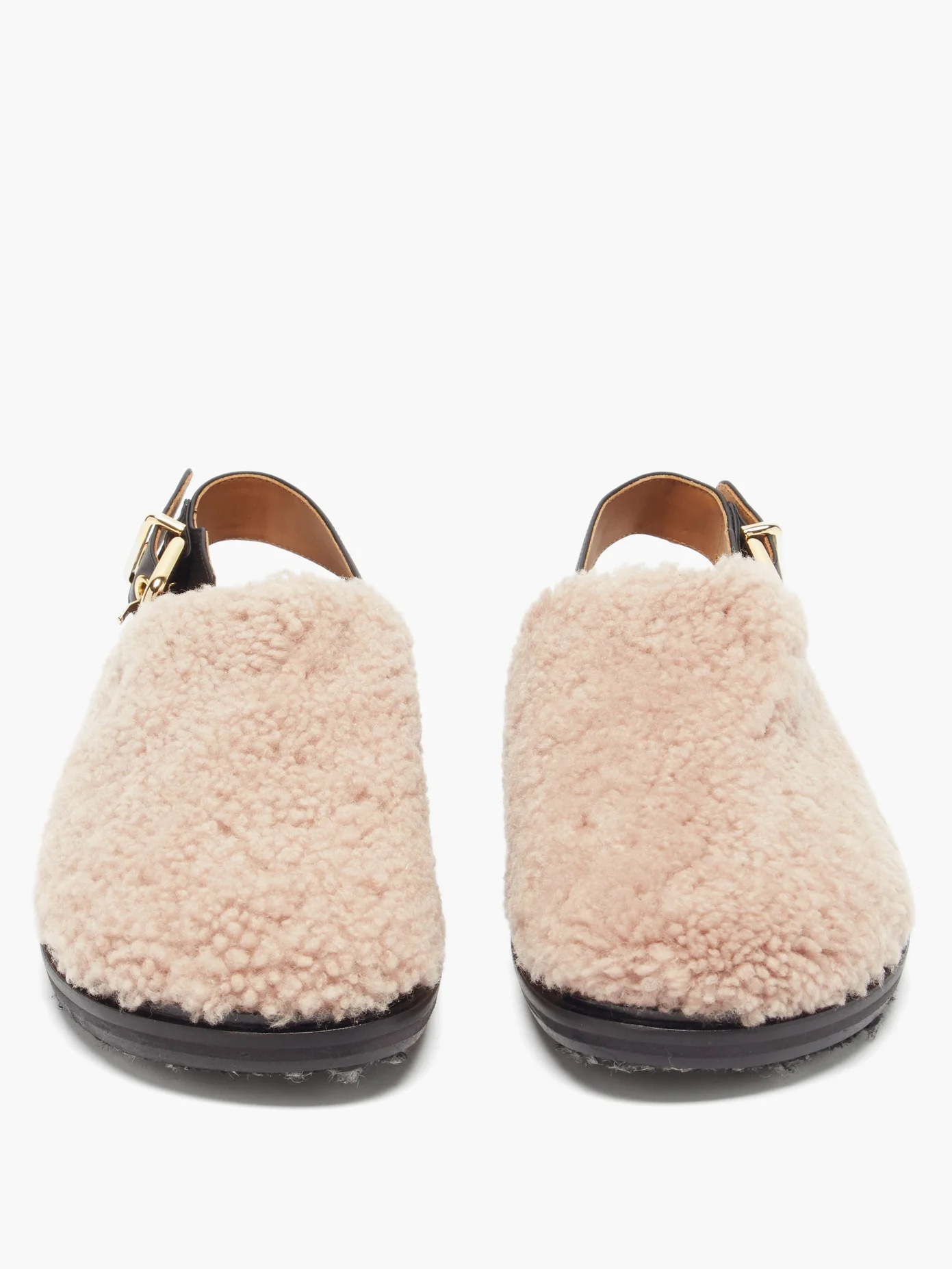 Shearling slingback sandals - 5