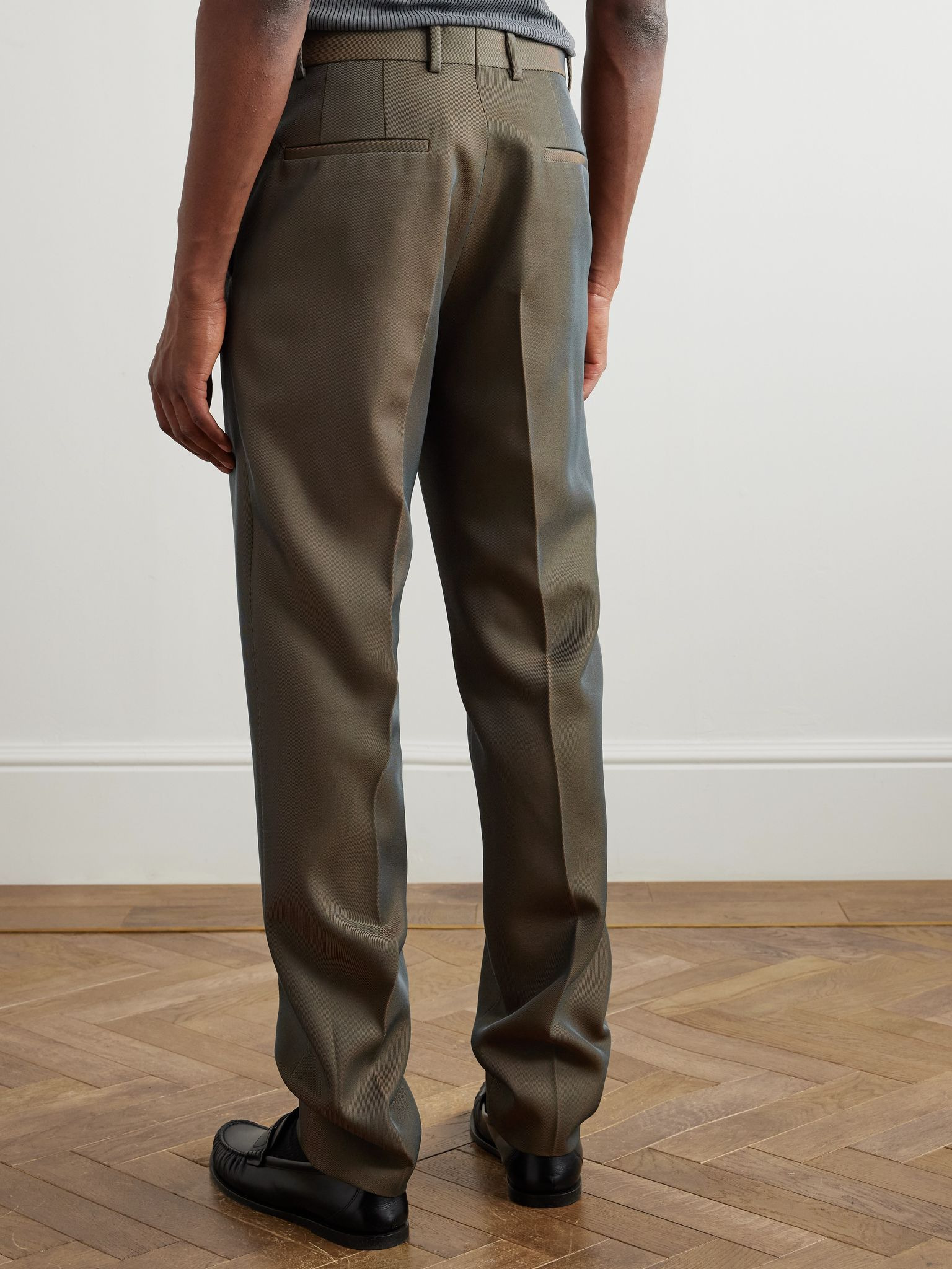 Straight-Leg Virgin Wool-Blend Twill Trousers Beige - 4