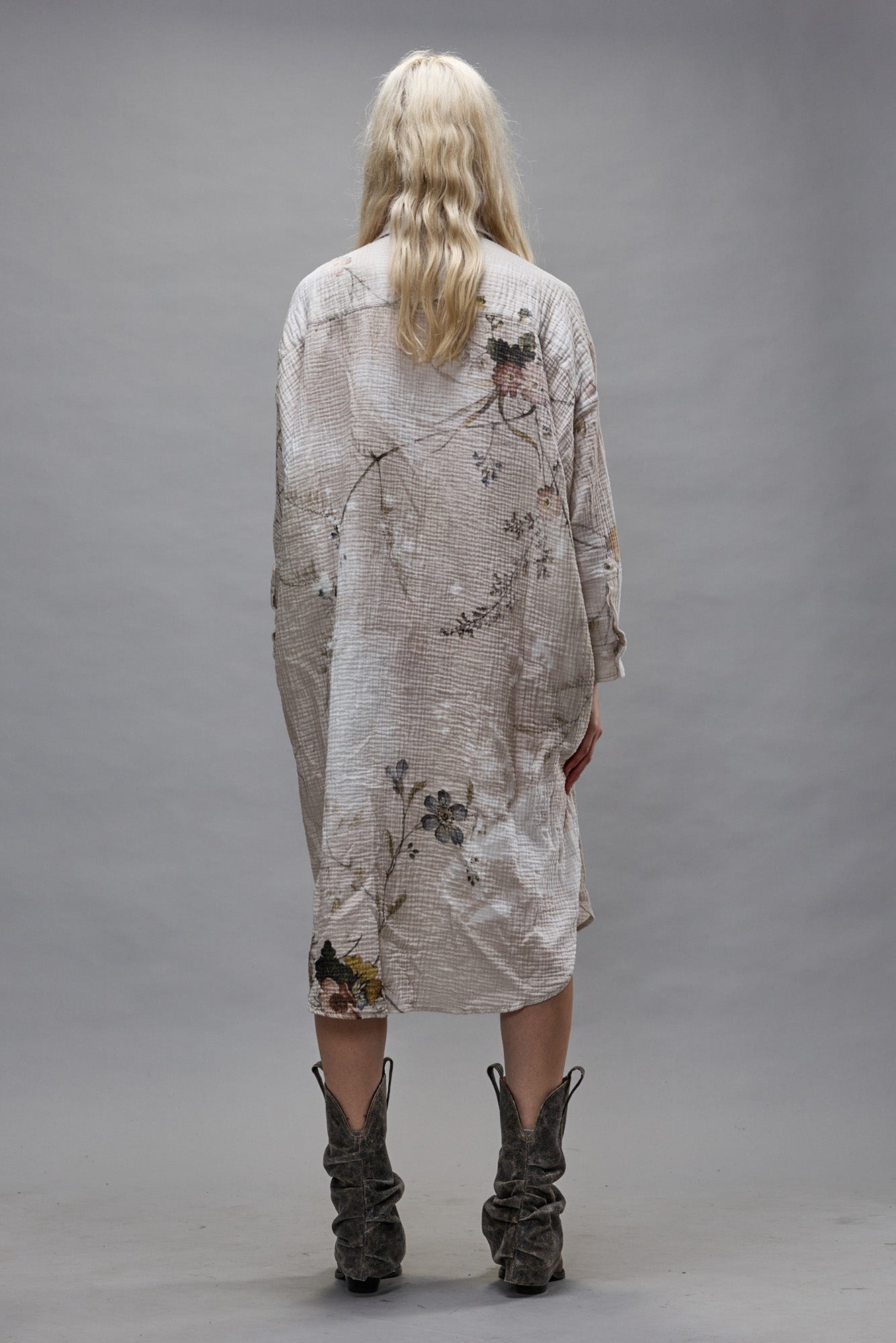 JUMBO SHIRTDRESS - BLEACHED CREAM FLORAL - 3