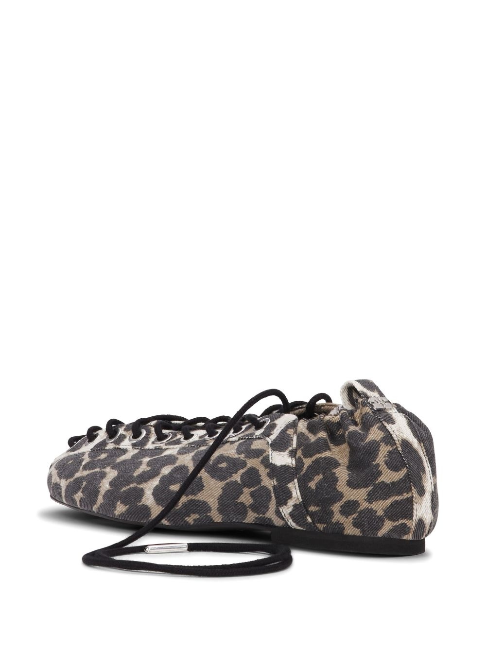 leopard-print lace-up ballet flats - 3