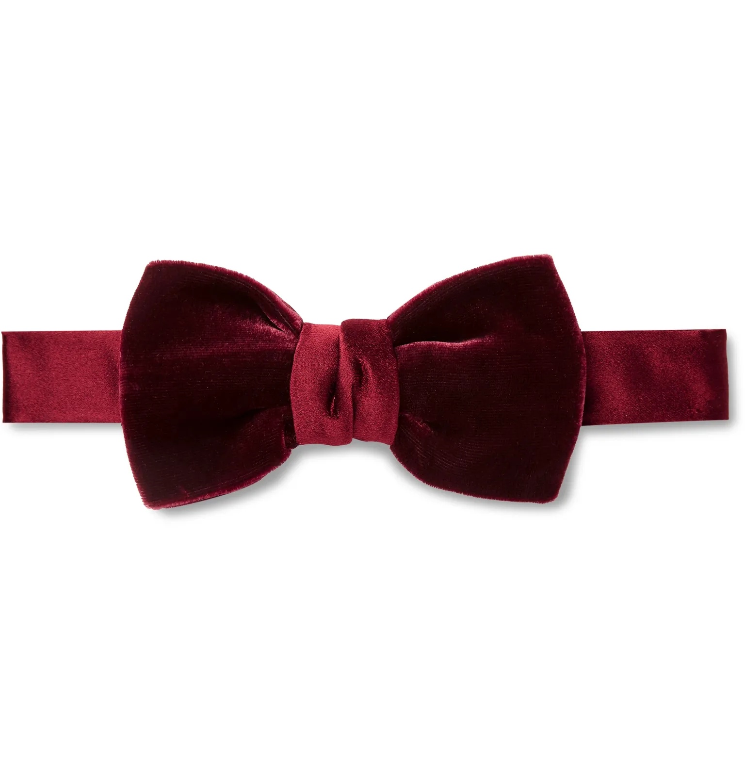 Pre-Tied Silk Satin-Trimmed Velvet Bow Tie - 1